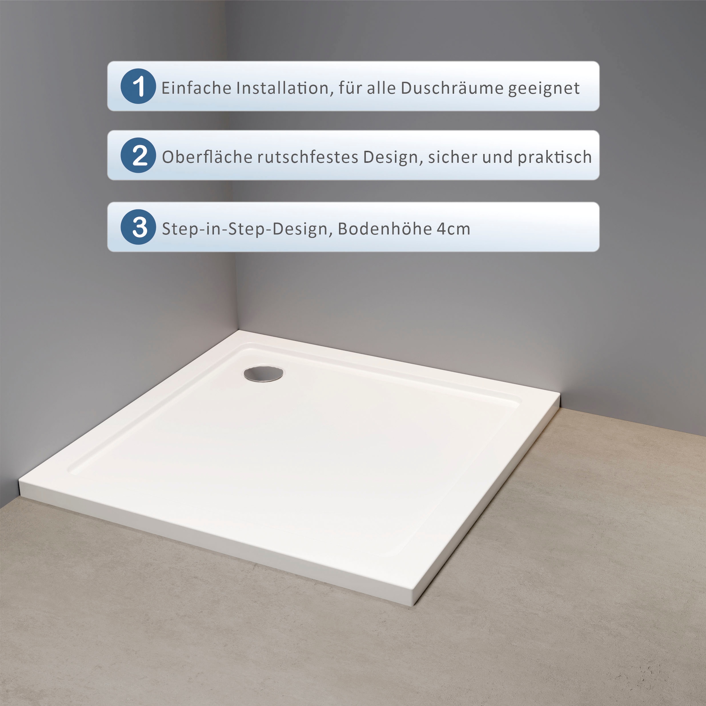 welltime Duschwanne »Summer« Extra flache Duschtasse in verschiedenen Größen- auch für Rundduschen.