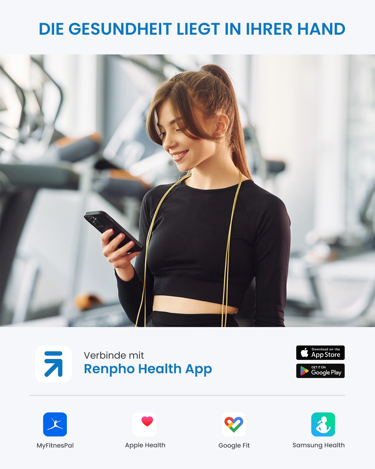 Renpho Körper-Analyse-Waage »Elis Solar 2 Smart Body Scale A020«, Smarte Solar-Körperanalysewaage mit 13 Körpermessungen