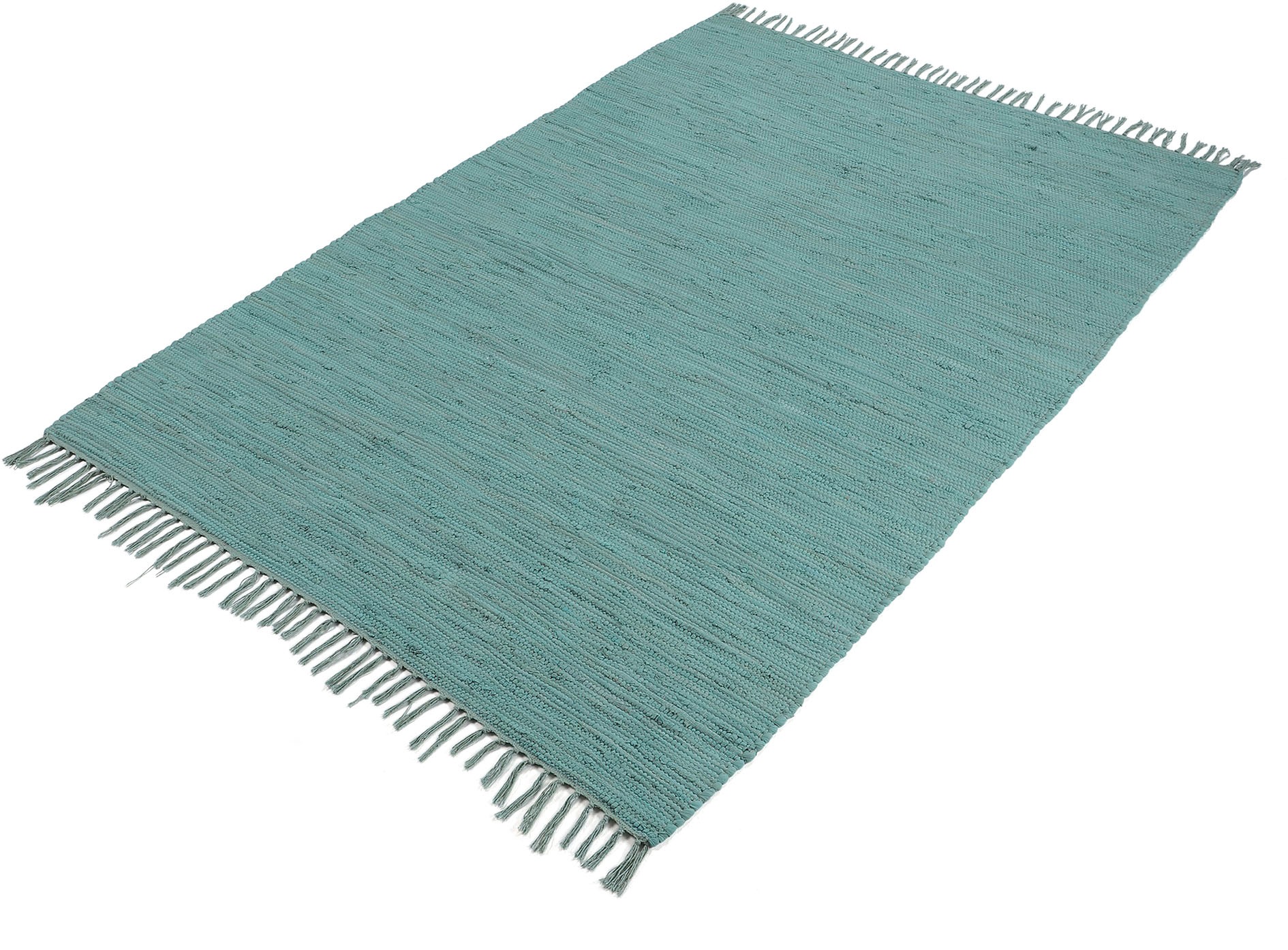 carpetfine Teppich »Kelim Chindi uni, auch als Läufer«, rechteckig, 5 mm Höhe, Wendeteppich, reine Baumwolle, handgewebt, Uni-Farben, mit Fransen