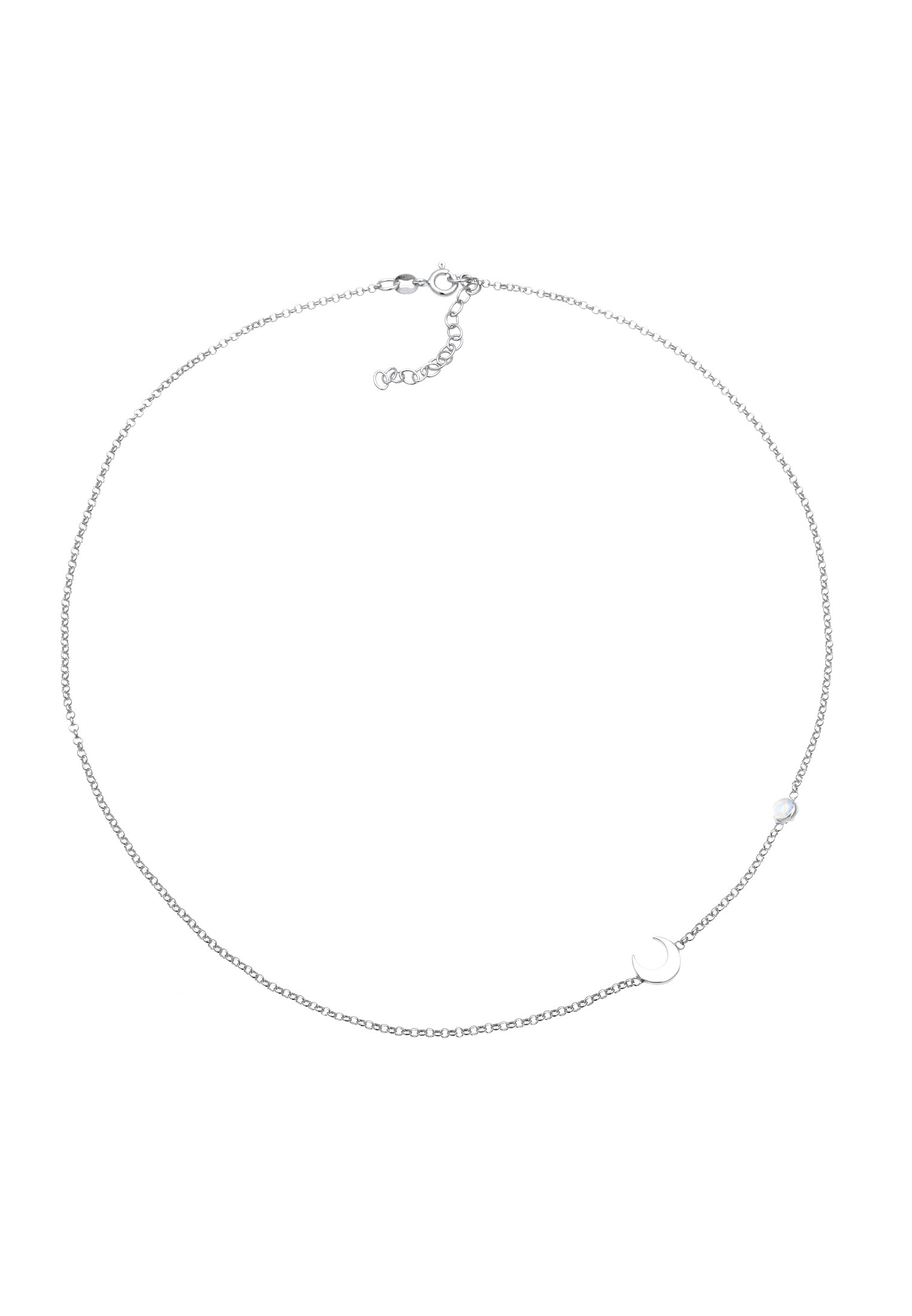 Elli Silberkette »Halskette Halbmond Astro Mondstein 925 Silber«