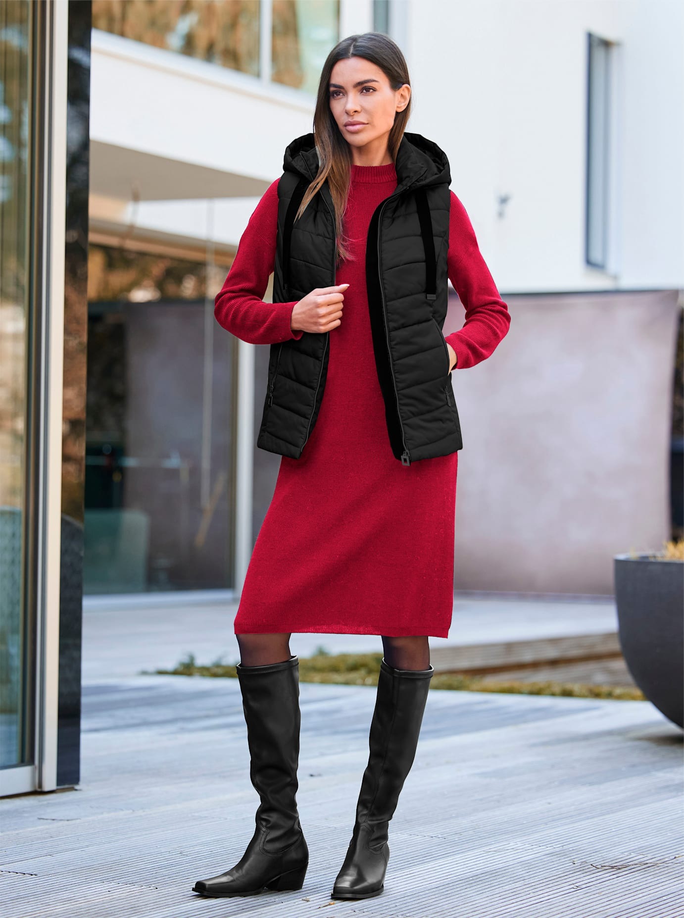 Heine Damen Steppweste in schwarz, Größe 38