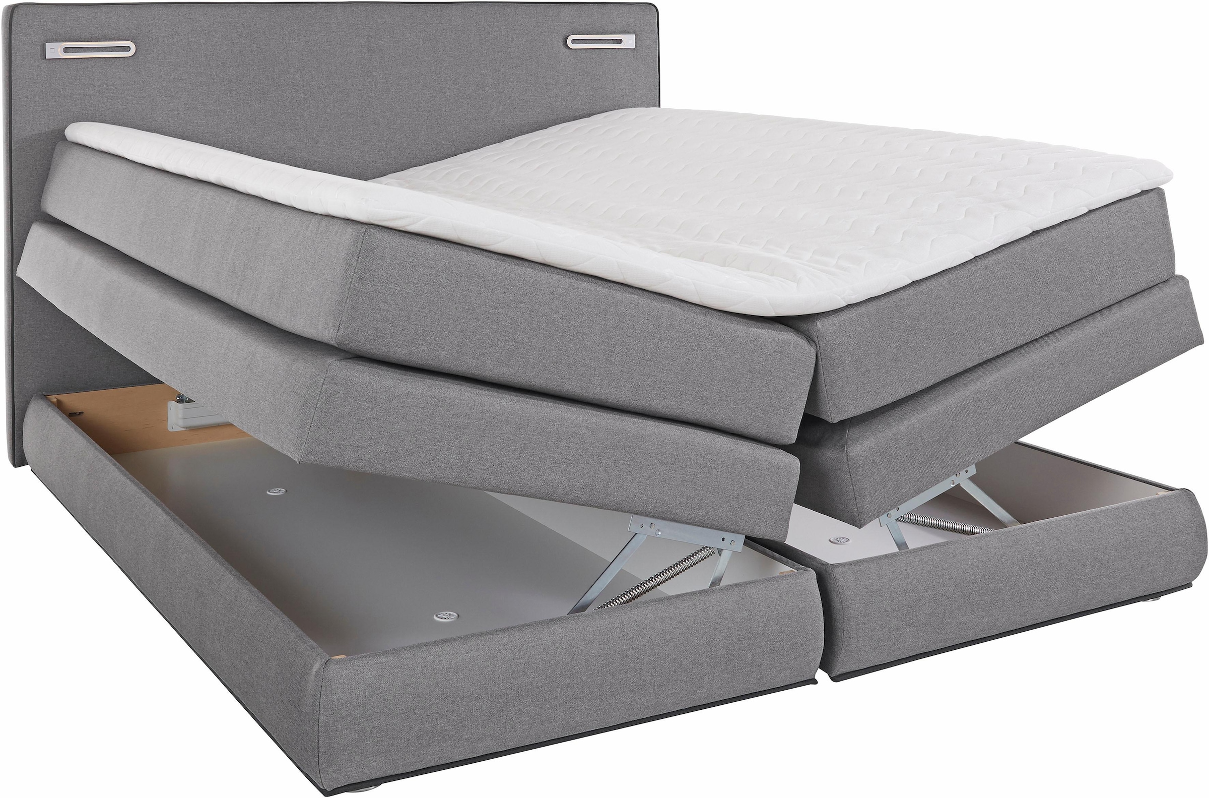 COLLECTION AB Boxspringbett »Ninoni«, inkl. Bettkasten, Topper und wahlweise mit LED-Beleuchtung