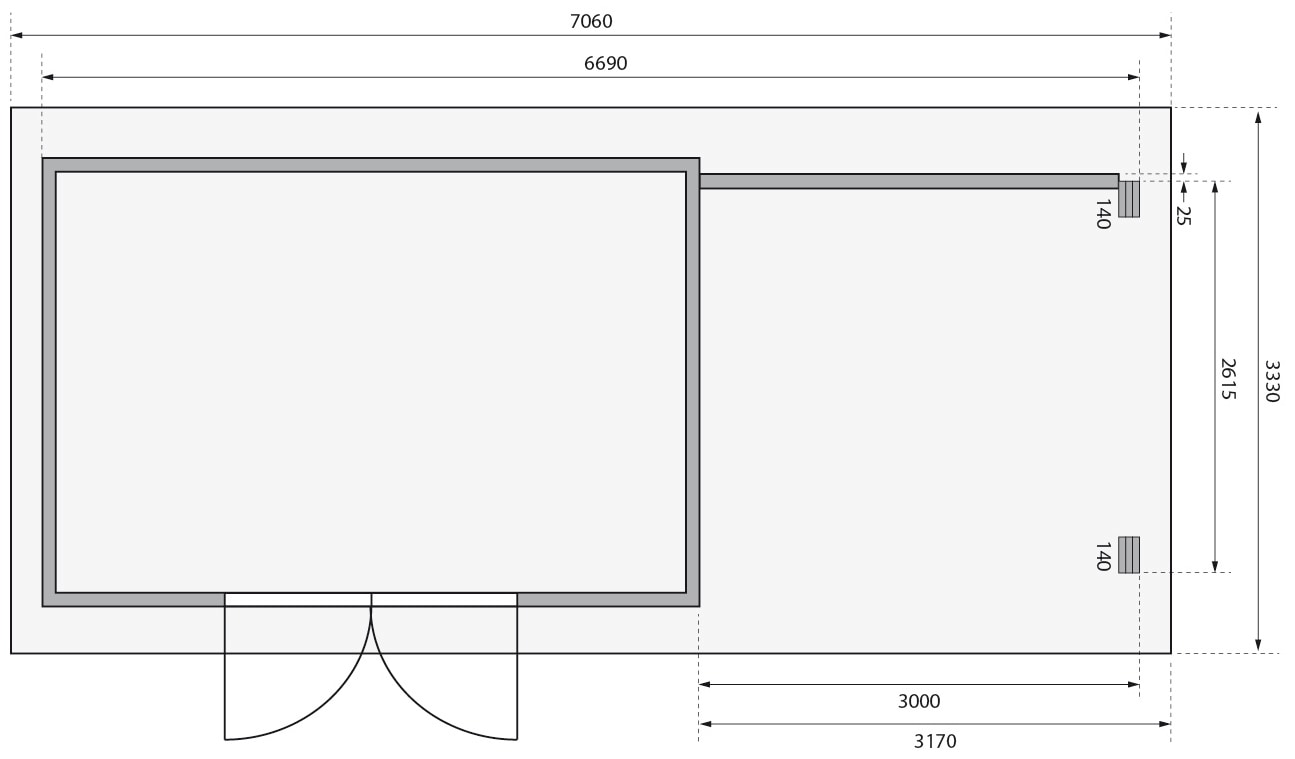 Karibu Gartenhaus »Trittau 5« mit Anbaudach und Rückwand