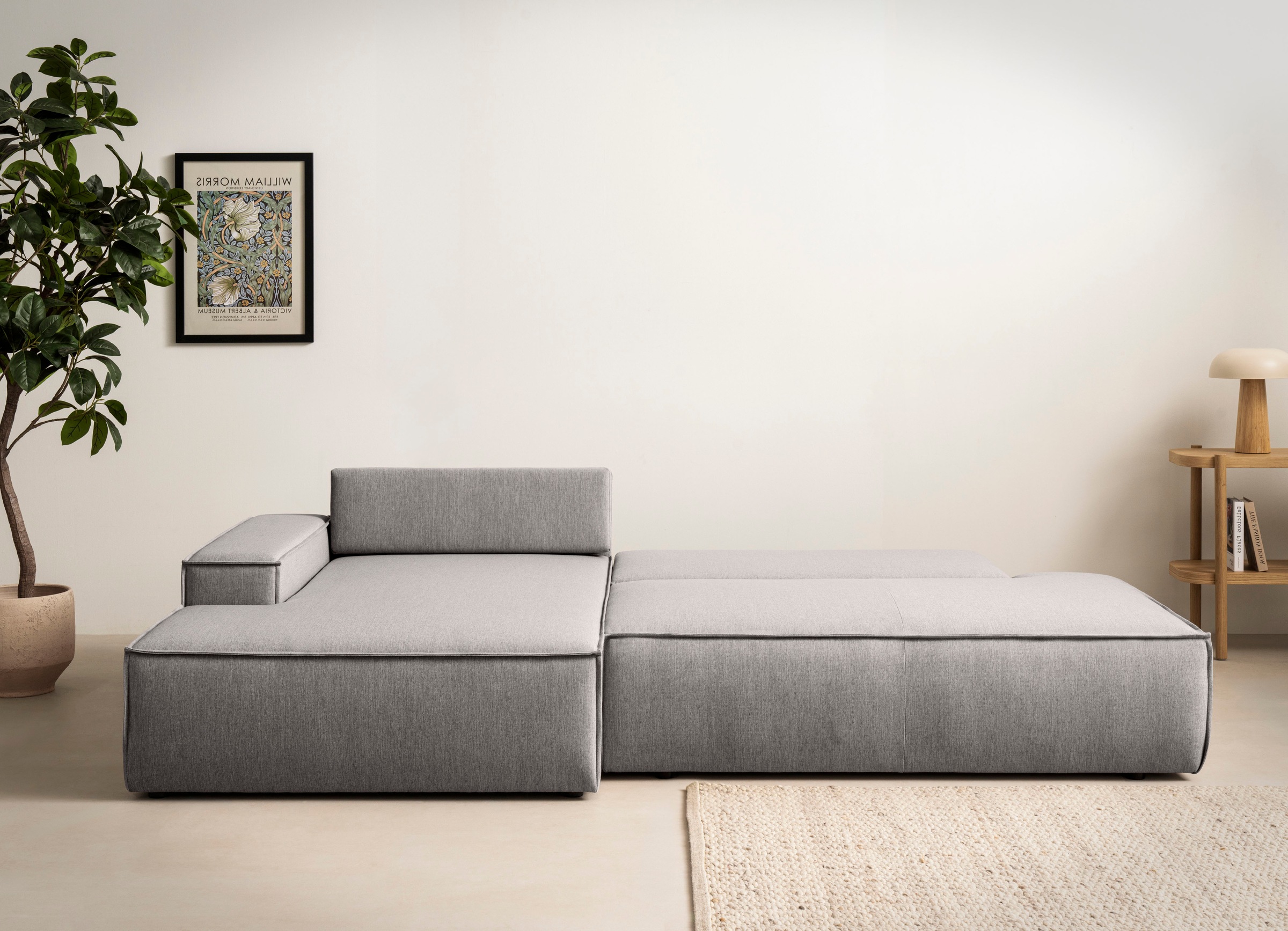 Home affaire Ecksofa »SHERWOOD, Schlafsofa in L-Form offen (275cm), Cord, Leinenoptik«, Schlaffunktion und Bettkasten, Kedernaht, hoher Sitz- & Liegekomfort