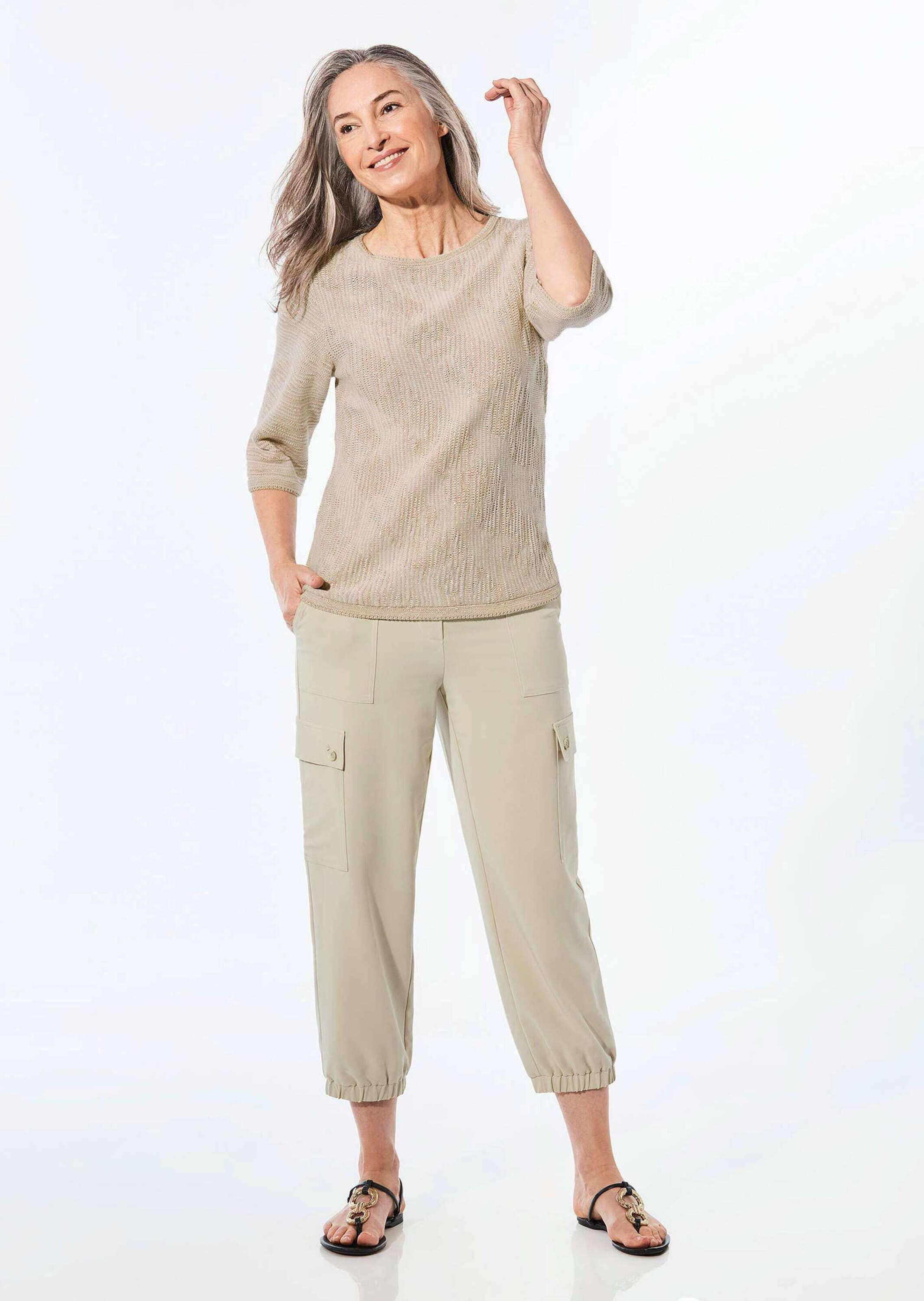 GOLDNER Rundhalspullover »Kurzgröße Strickpullover mit U-Boot-Ausschnitt« keine/nicht relevant