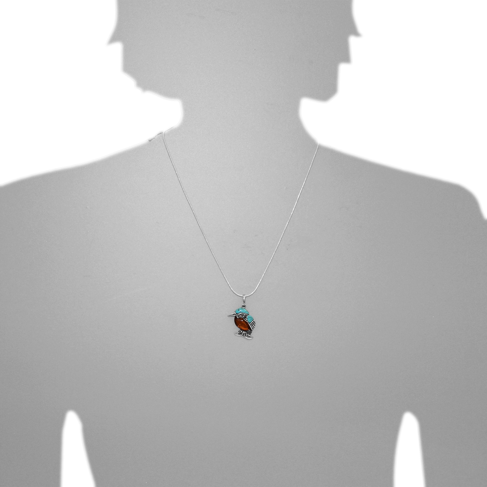 OSTSEE-SCHMUCK Kettenanhänger »- Vogel - Silber 925/000 - Bernstein/rek. Türkis«