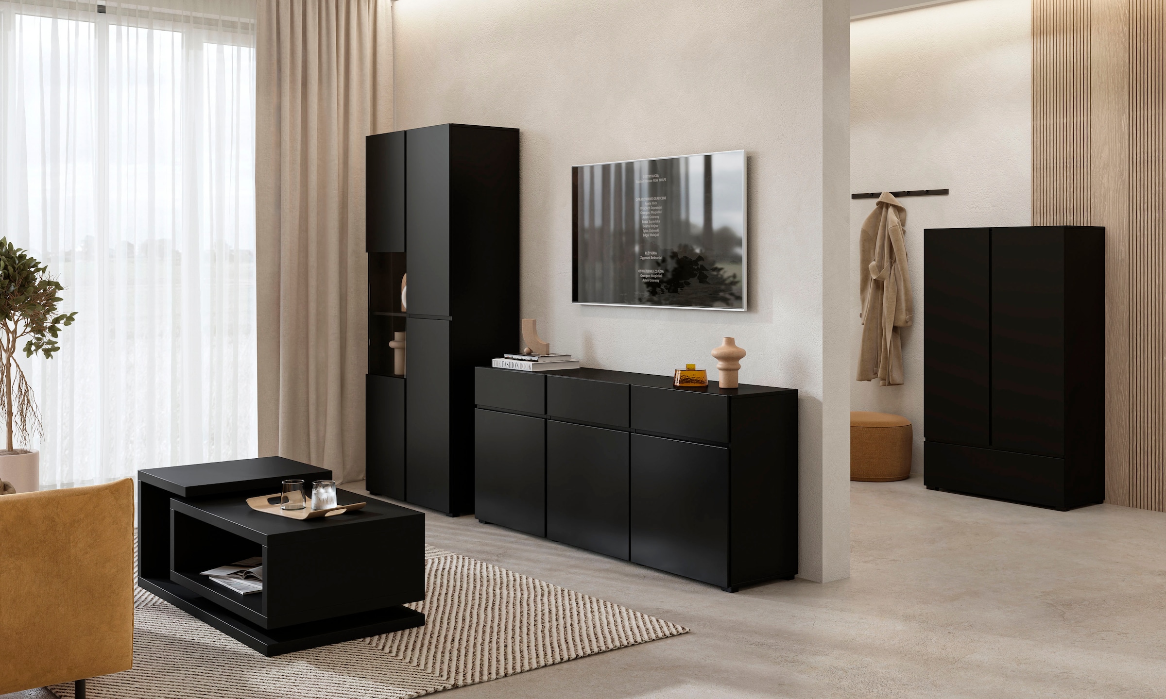 OTTO home Mehrzweckschrank »Cross,Breite 89 cm, Highboard, Universalschrank, Garderobe« Waescheschrank mit viel Stauraum, Einlegeböden verstellbar