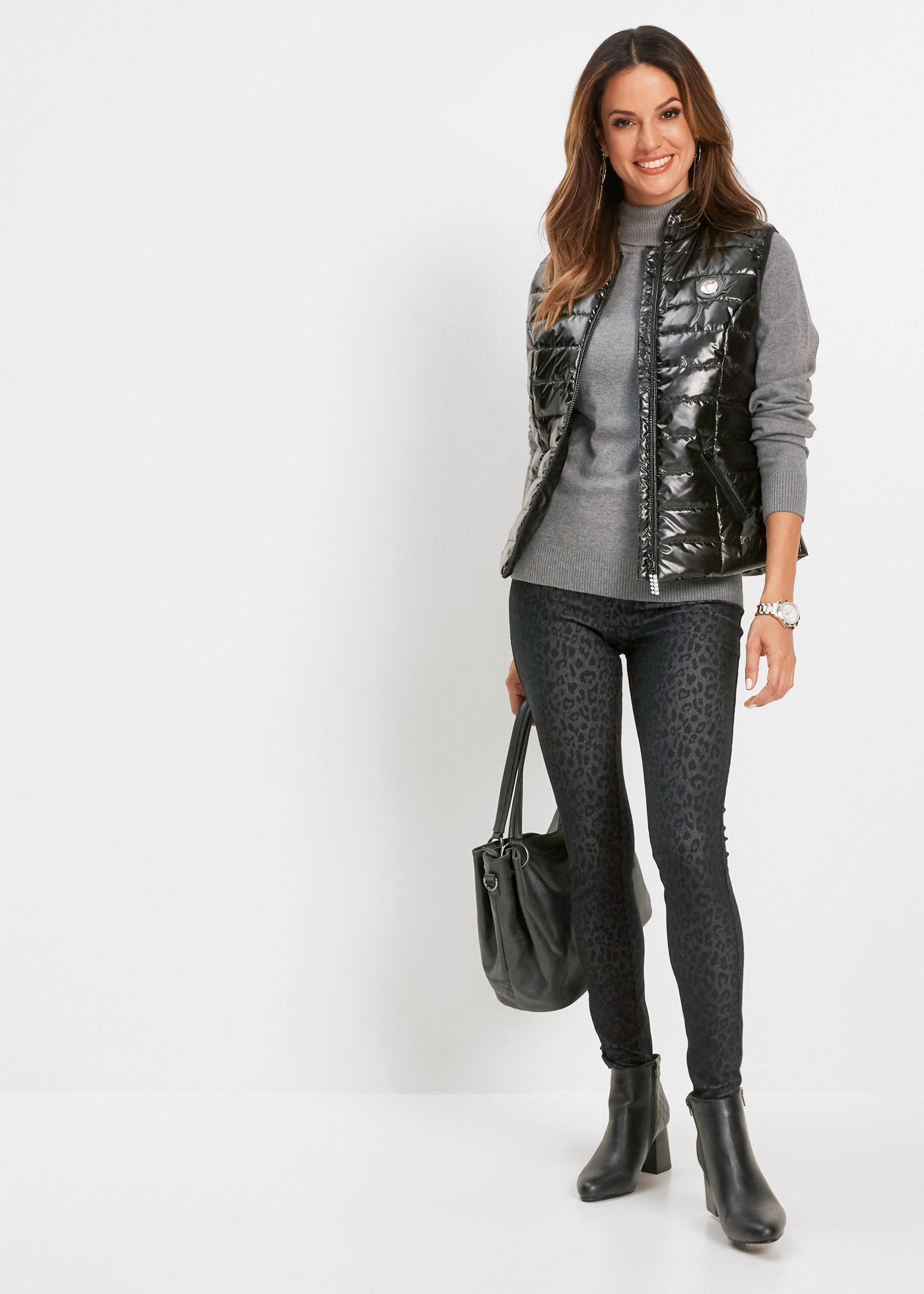 bonprix Jeansjeggings »Jeggings mit Leo-Druck« Jeggings mit Leo-Druck