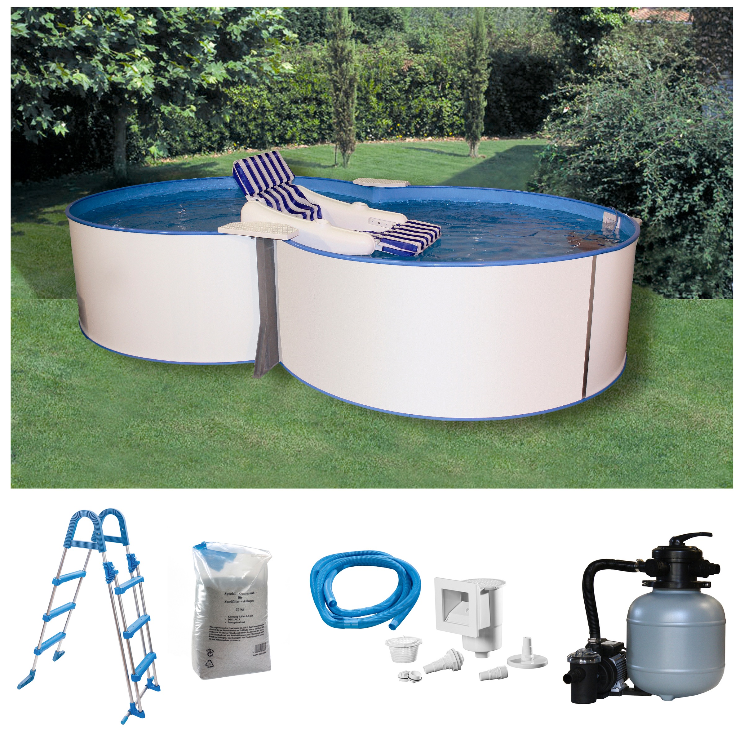 MyPool Achtformpool, (Set), 5-tlg., BxLxH: 320x525x110 cm