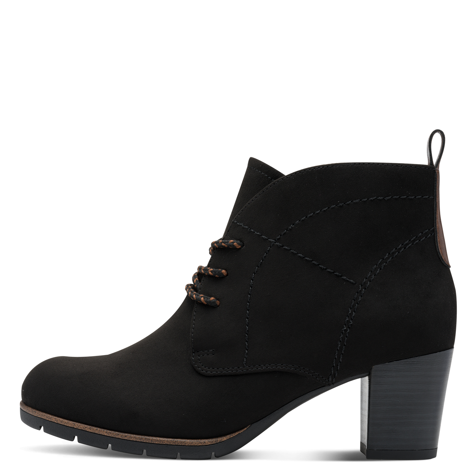 MARCO TOZZI Schnürstiefelette, Blockabsatz, Ankleboots, Schnürboots mit Ziernähten