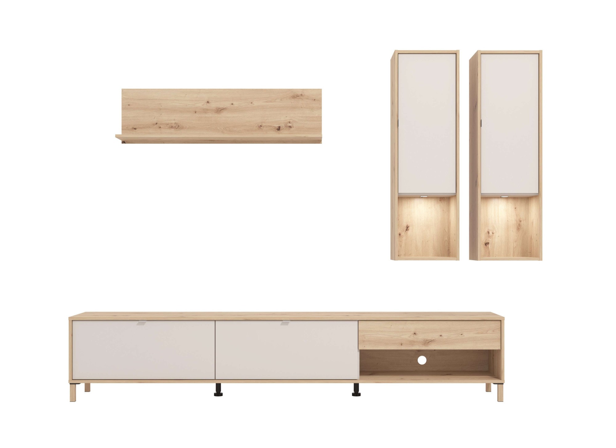 Home affaire Wohnwand »Norwich Anbauwand, Wohnkombination, Wohnzimmer-Set« 4 Stk. tlg.