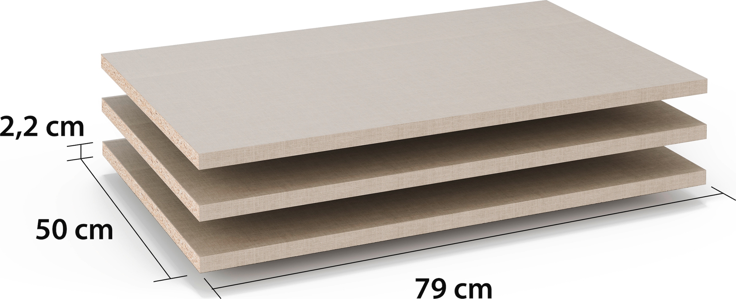 rauch Einlegeboden »Zubehör für Rauch-Schränke ORANGE/BLACK,«, 3er-Set Breite 79 cm, Tiefe 50 cm