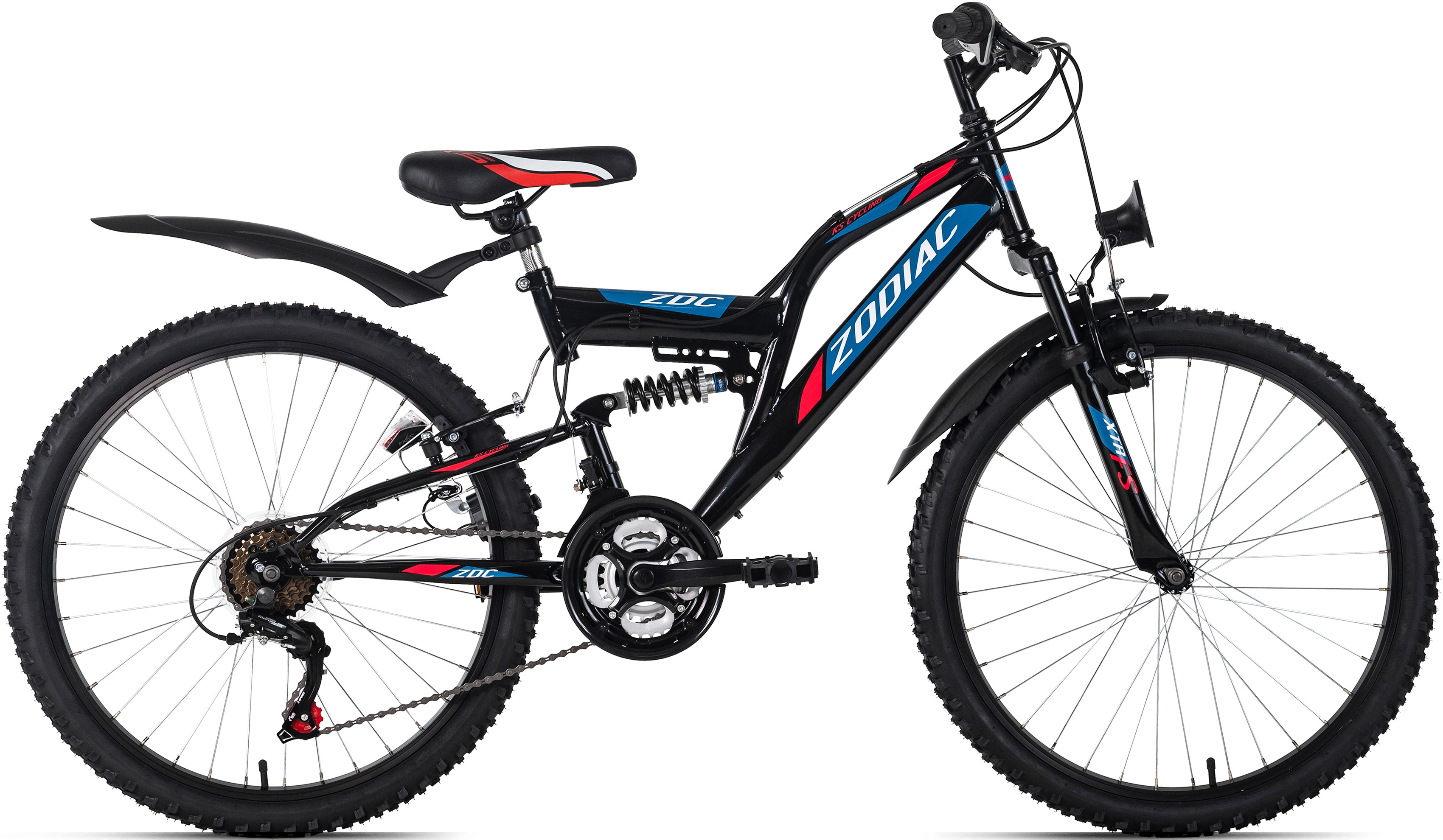 Ks Cycling Jugendfahrrad »Zodiac« 18 Gang Shimano Tourney Schaltwerk Kettenschaltung für Herren in schwarz, Größe 24 Zoll (60,96 cm)