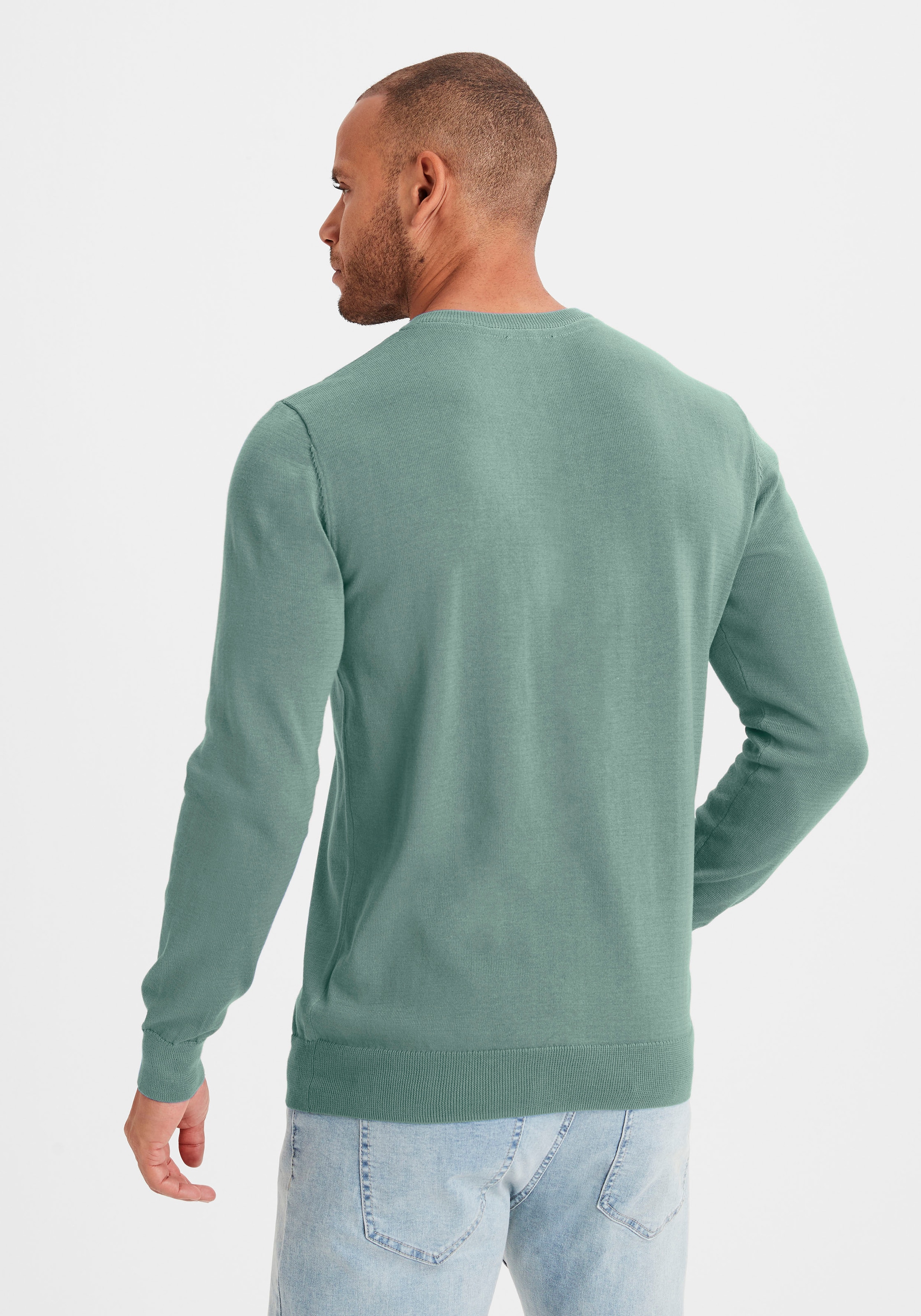 H.I.S Strickpullover mit V-Ausschnitt, Pullover aus Feinstrick, Baumwollmischung