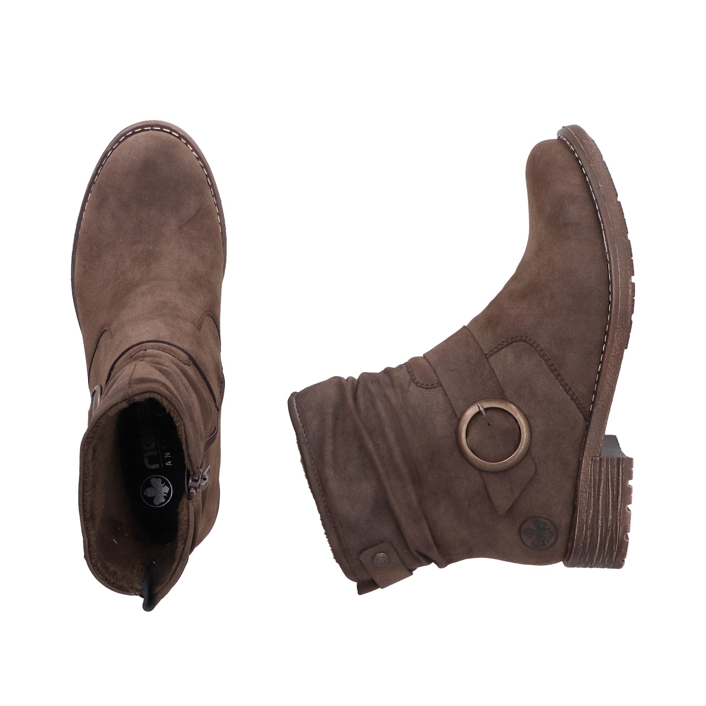 Rieker Stiefelette  Boots, Blockabsatz, slouchy Schaft und Innenreißverschluss