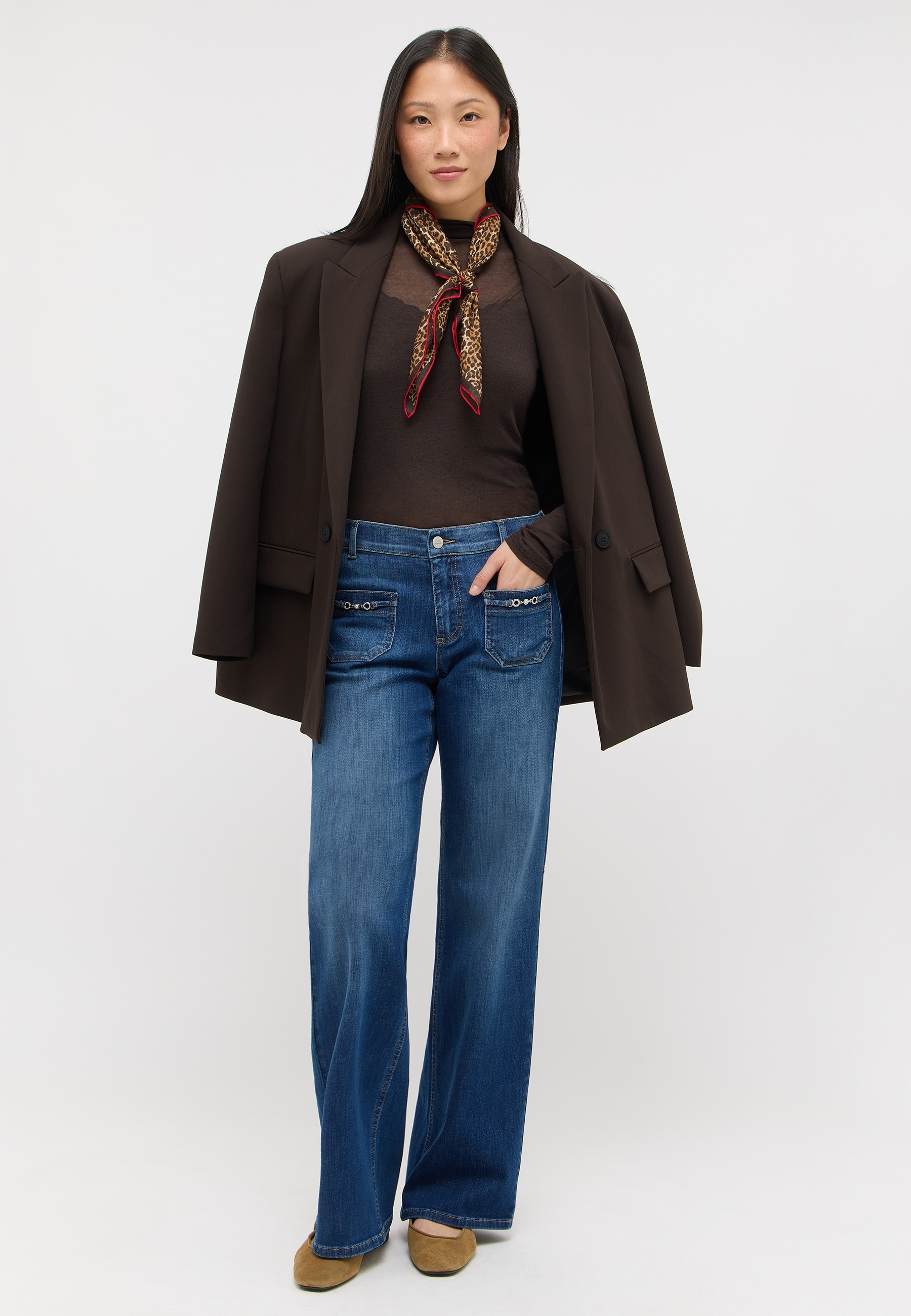 ANGELS Gerade Jeans »LIZ GLORY« Wide Leg, mit Schmuckelementen an den Vordertaschen