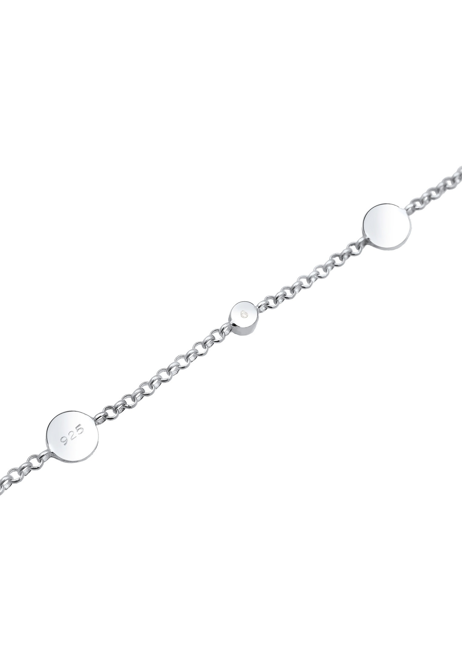 Elli Armkette »Armband Plättchen mit Kristalle Rund 925 Sterling Silber«