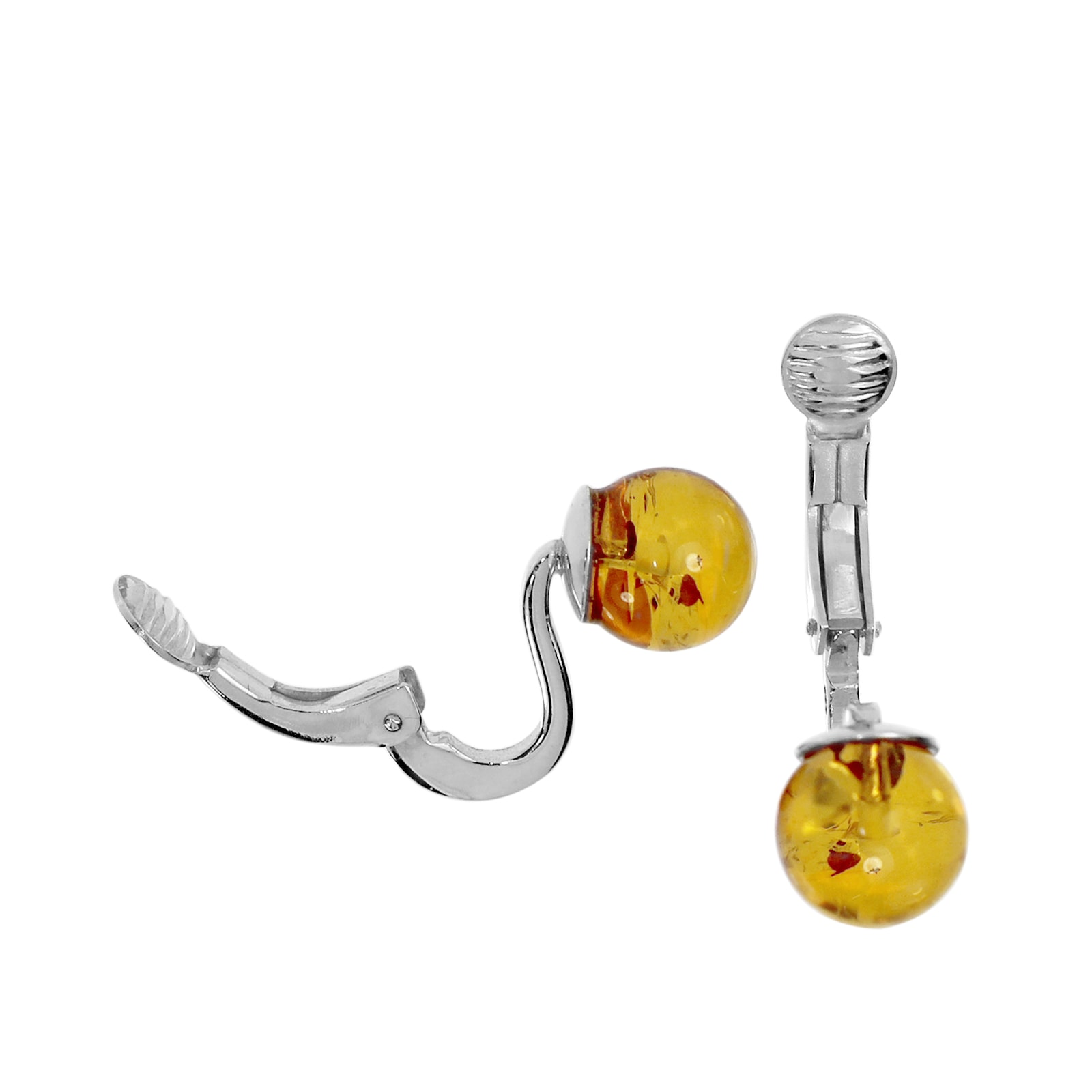 OSTSEE-SCHMUCK Paar Ohrclips »- Kugel 8 mm - Silber 925/000 - Bernstein«