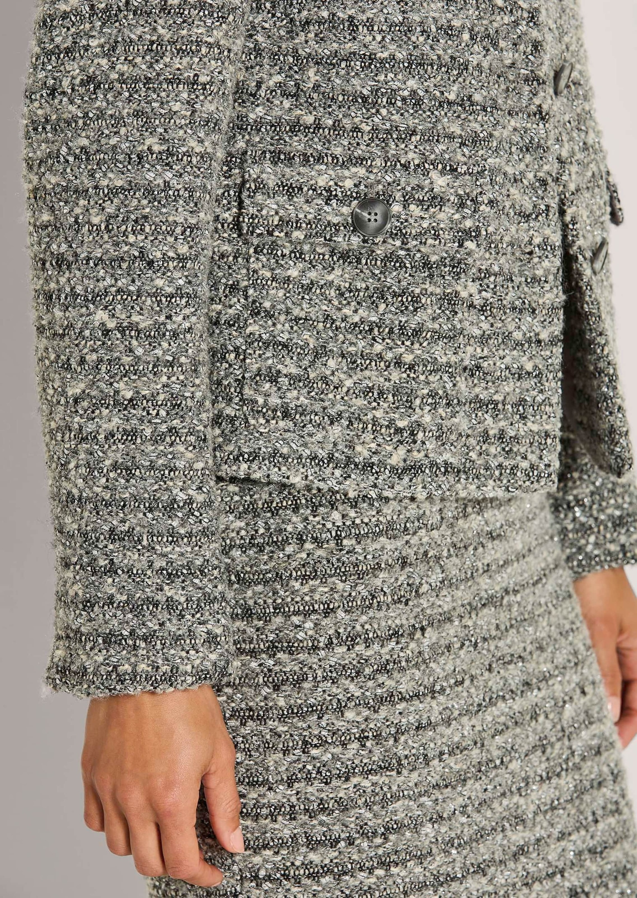 MADELEINE Jackenblazer »Tweedblazer Kurzblazer mit französischer Eleganz« Tweed Blazer, Fransendetails