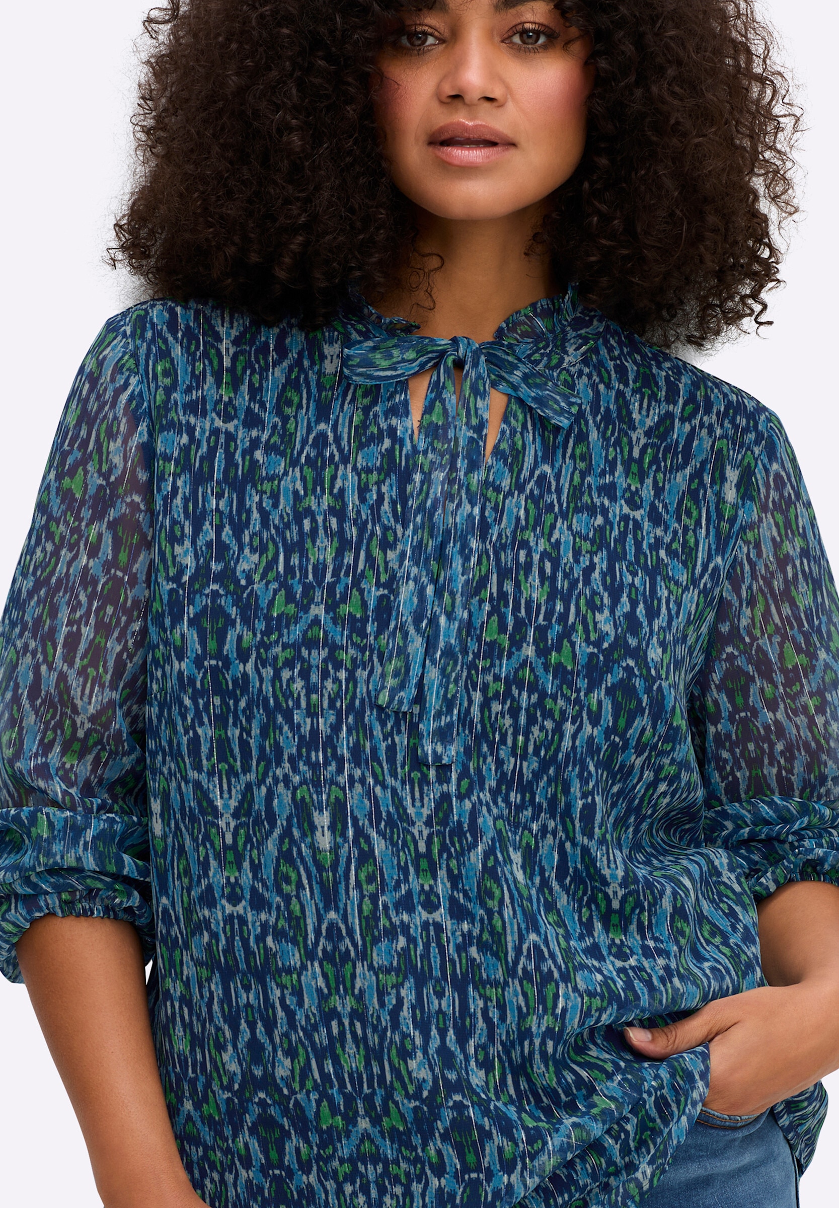 sheego by Joe Browns Longbluse »Tunika Chiffonbluse mit Glanz-Nadelstreifen«