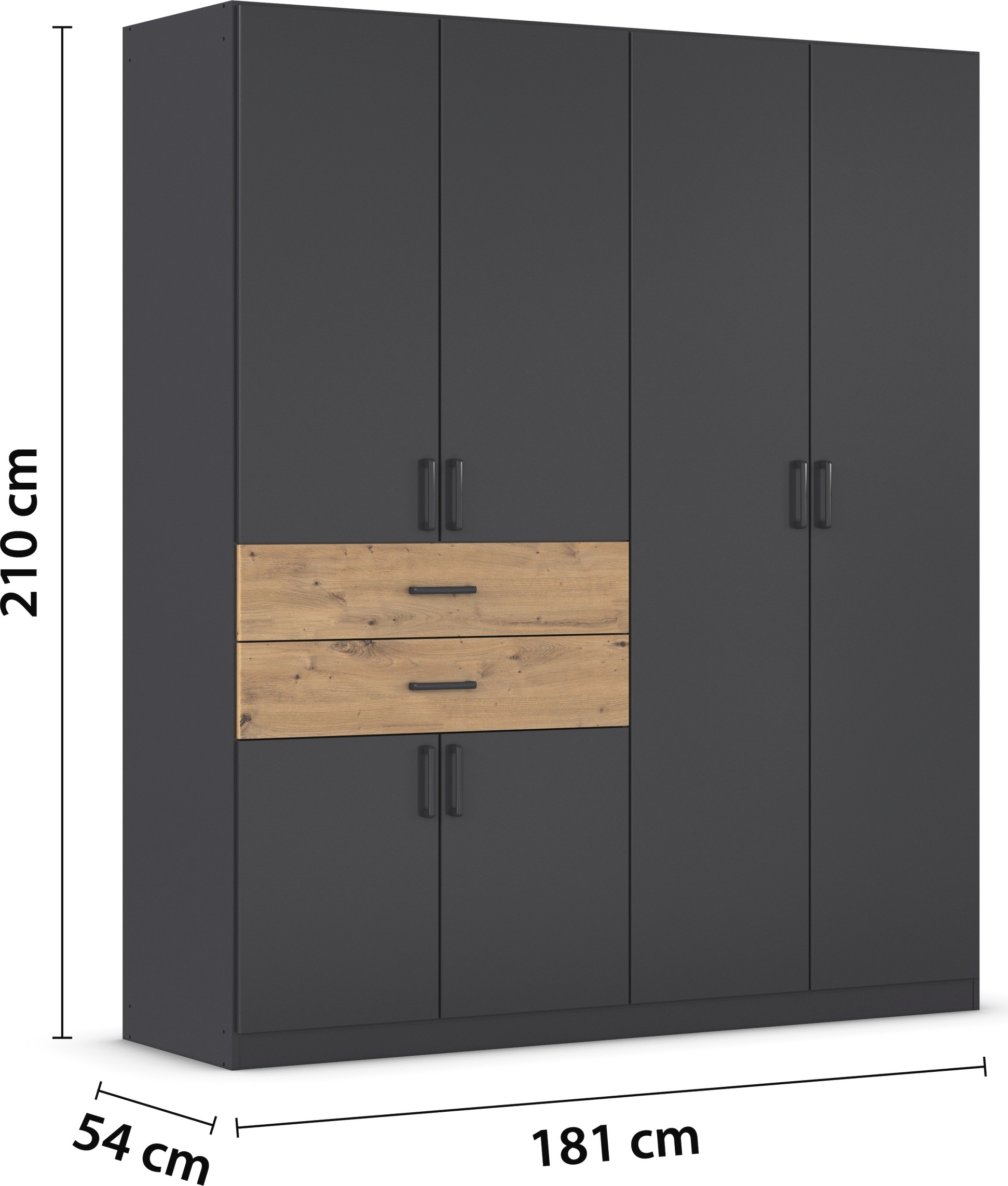 rauch Drehtürenschrank »Kleiderschrank Schrank Garderobe MAIKA mit Dekor-Front«, 2 Schubladen, in verschiedenen Breiten, Höhen, Farben, MADE IN GERMANY