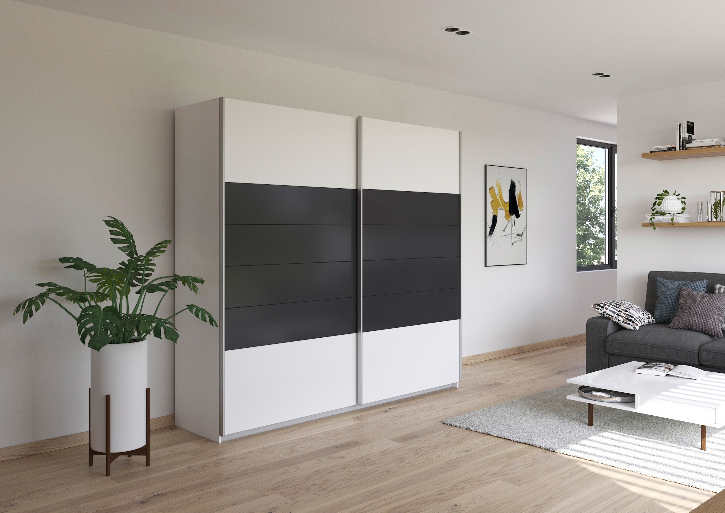 rauch Schwebetürenschrank »Kleiderschrank Schrank Garderobe BARCELONA«, in modernem Farbmix mit viel Stauraum MADE IN GERMANY