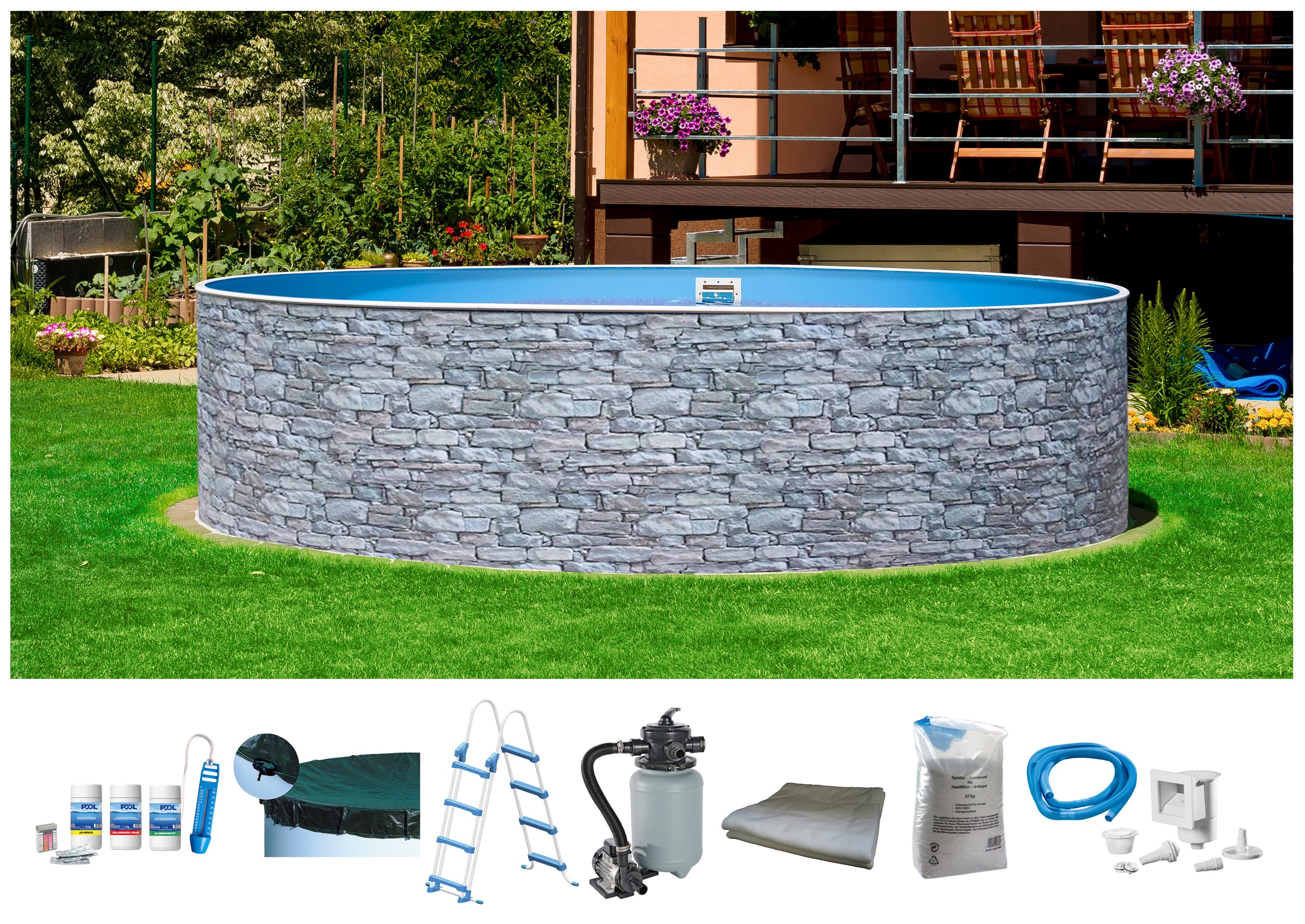 MyPool Rundpool, (Set), 8-tlg., ØxH: 350x120 cm