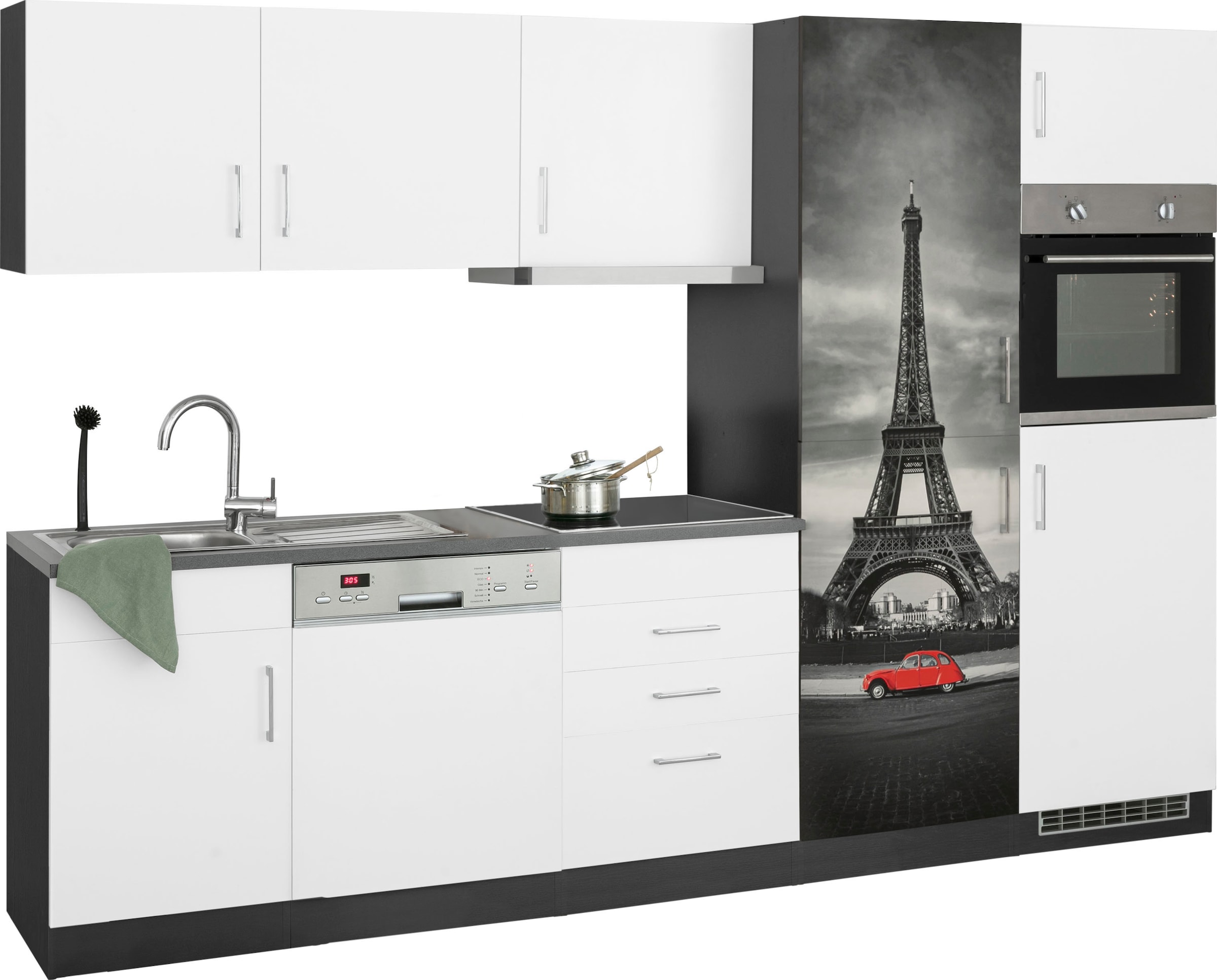KOCHSTATION Küchenzeile »KS-Paris«, mit E-Geräten, Breite 290 cm, wahlweise mit Induktionskochfeld