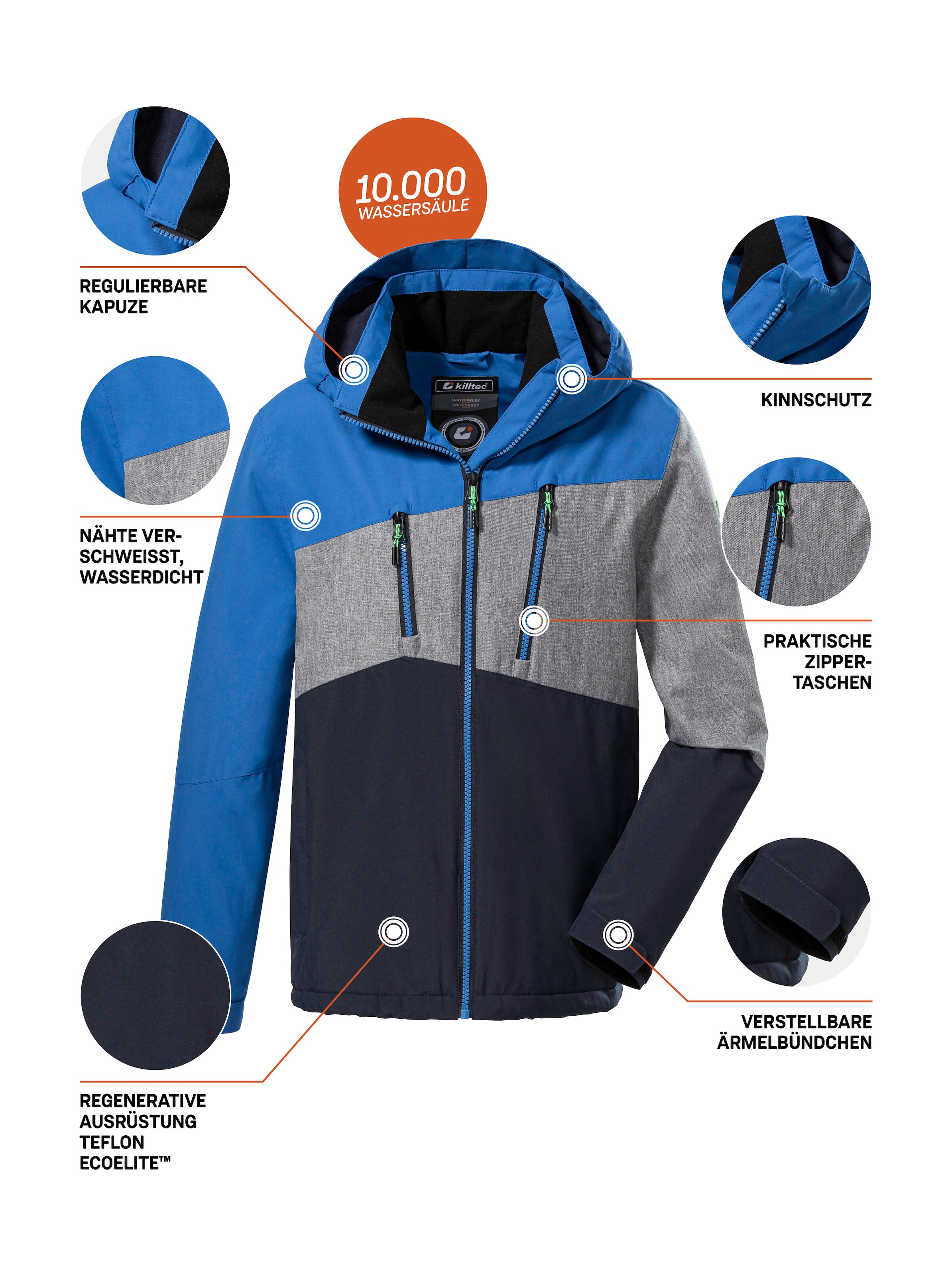 Killtec Outdoorjacke »KOW 204 BYS JCKT« Wasserdichte, atmungsaktive Winterjacke mit verstellbarer Kapuze