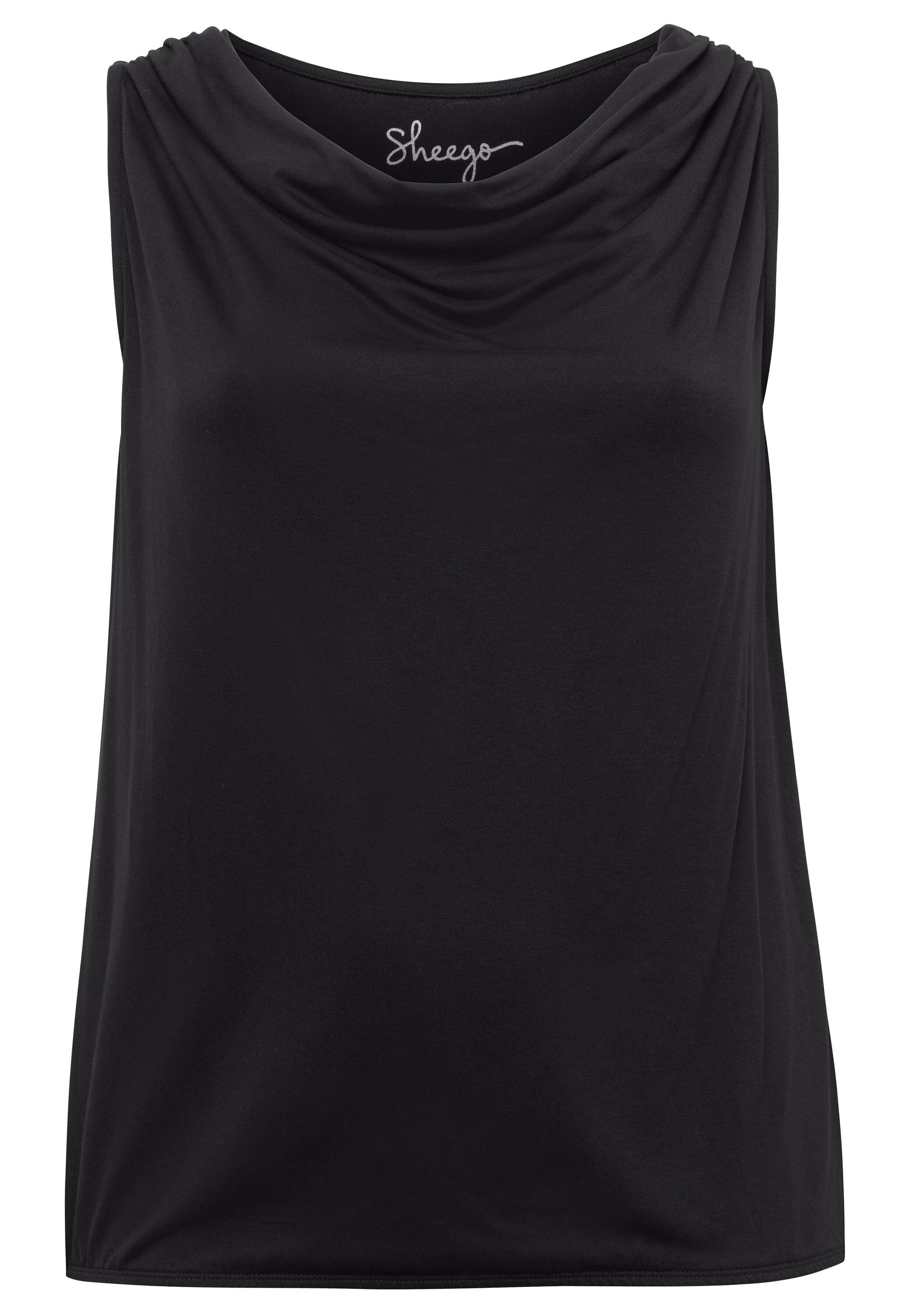 Sheego Tanktop »Top mit Wasserfallkragen und Gummibund«, mit Wasserfallkragen und Gummibund