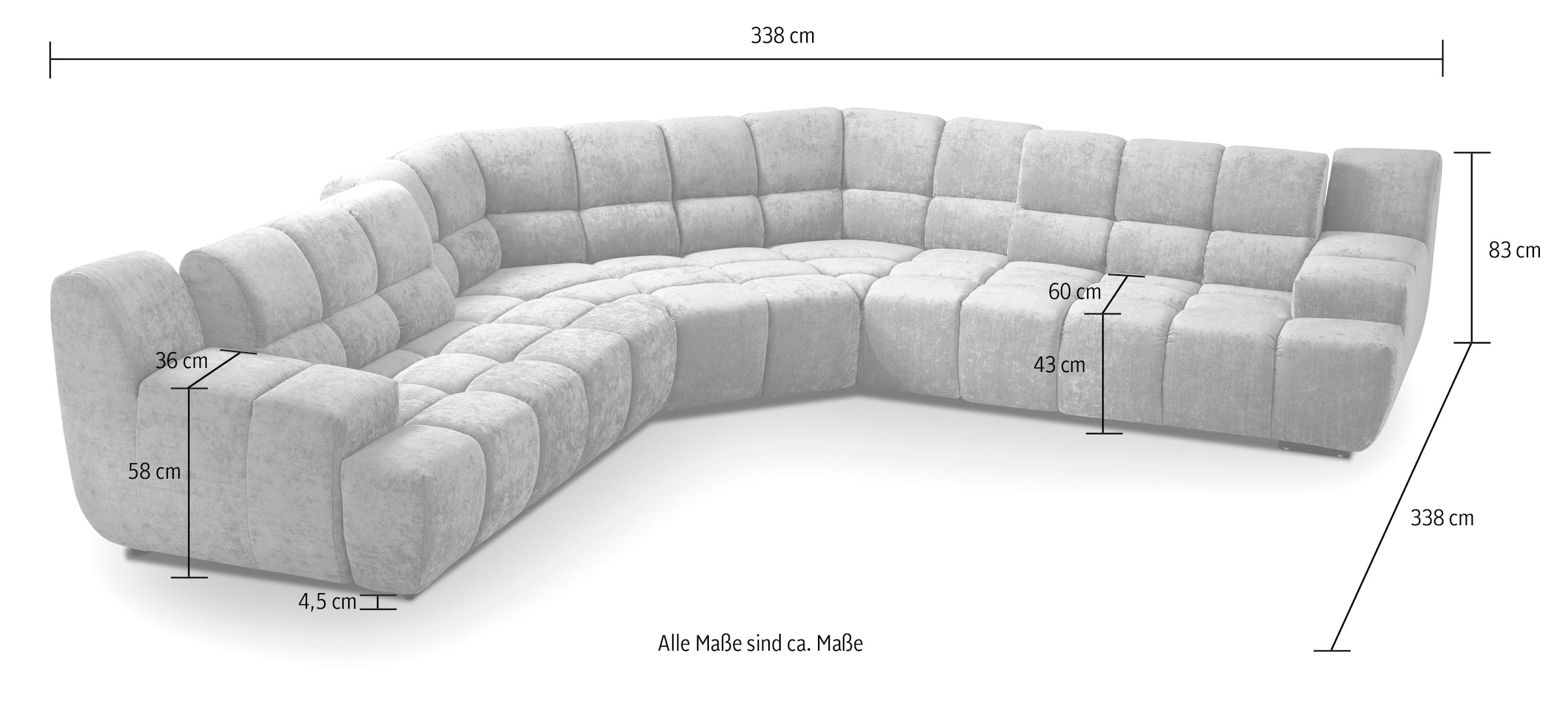 designwerk Ecksofa »Cielo, Design und aufwendige Detailverarbeitung«, mit Sitztiefenverstellung für hohen Sitzkomfort