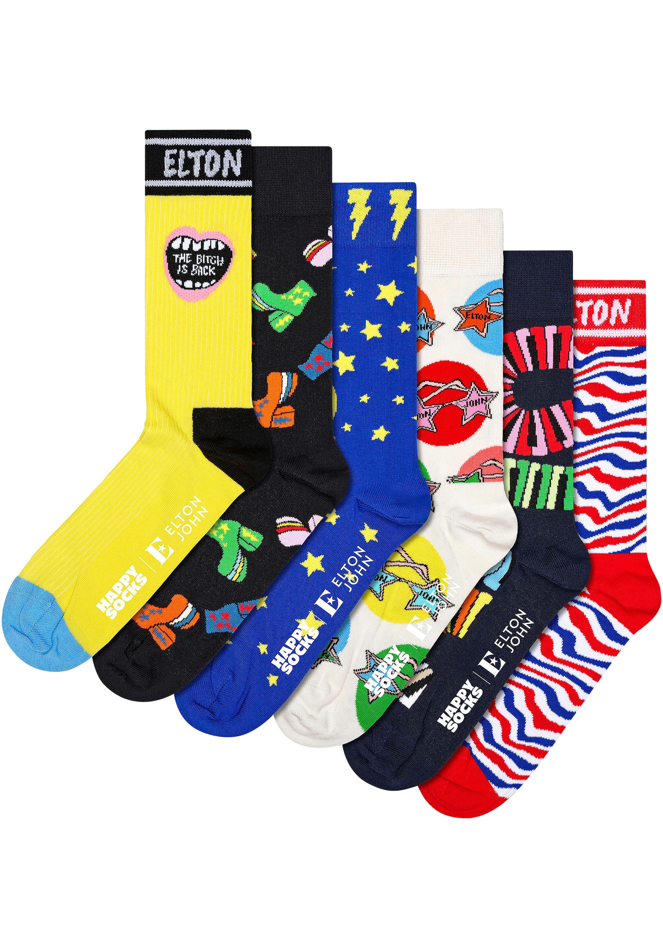Happy Socks Socken, (Box, 6 Paar), Elton John Gift Set