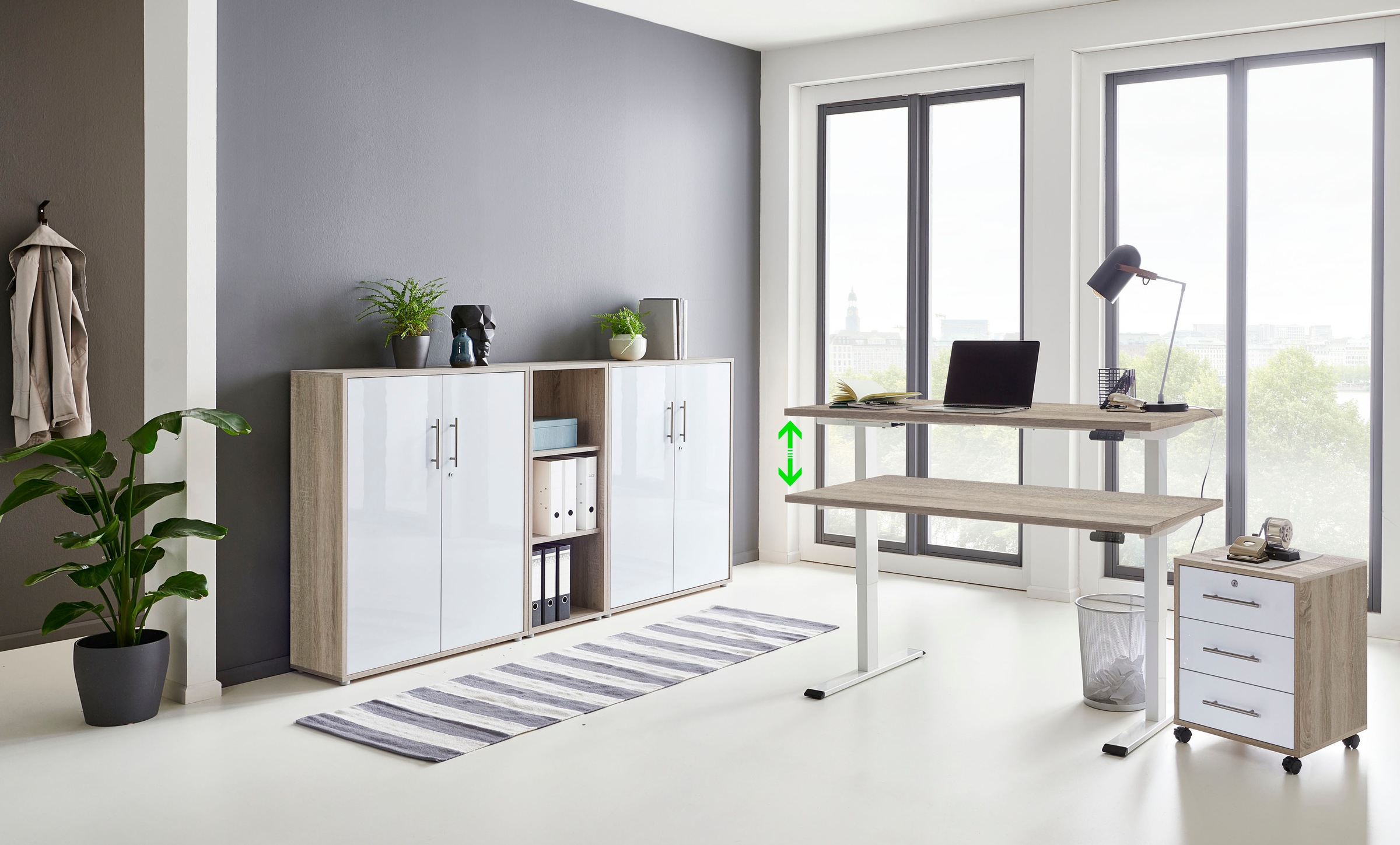 BMG Möbel Büromöbel-Set »Tabor«, (Set, 5 tlg.), mit elektrisch höhenverstellbarem Schreibtisch