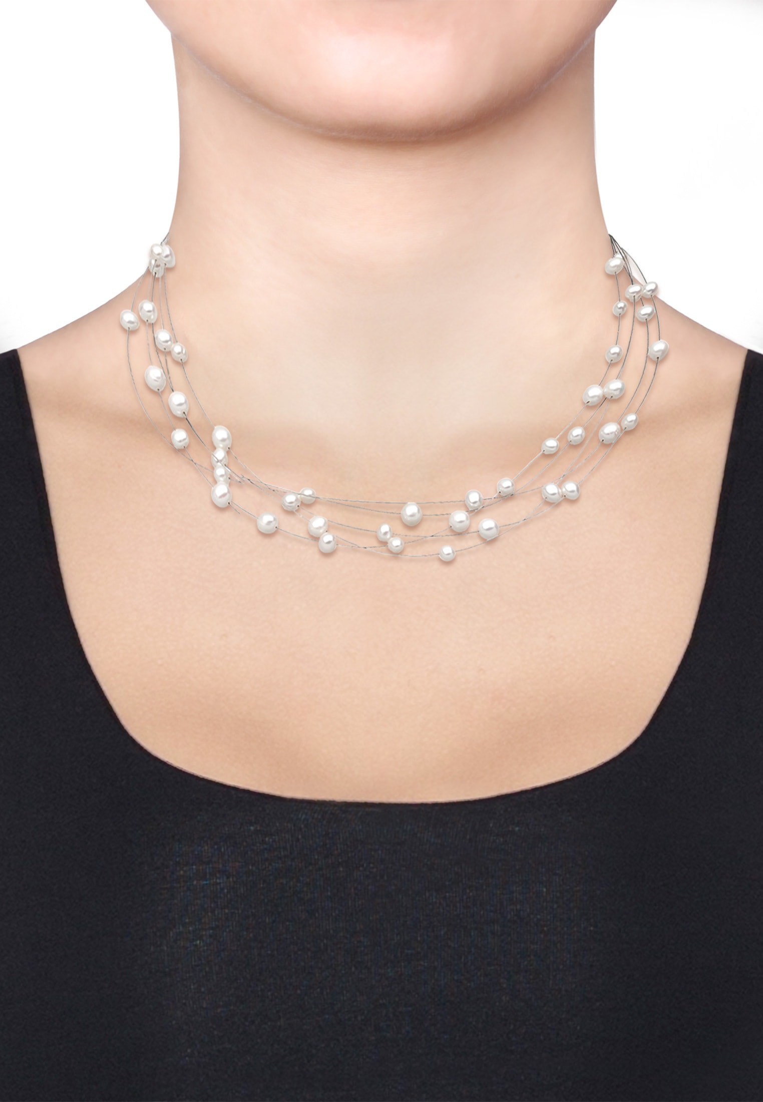 Elli Silberkette »Halskette Zirkonia Süßwasserzuchtperlen 925 Sterling Silber«