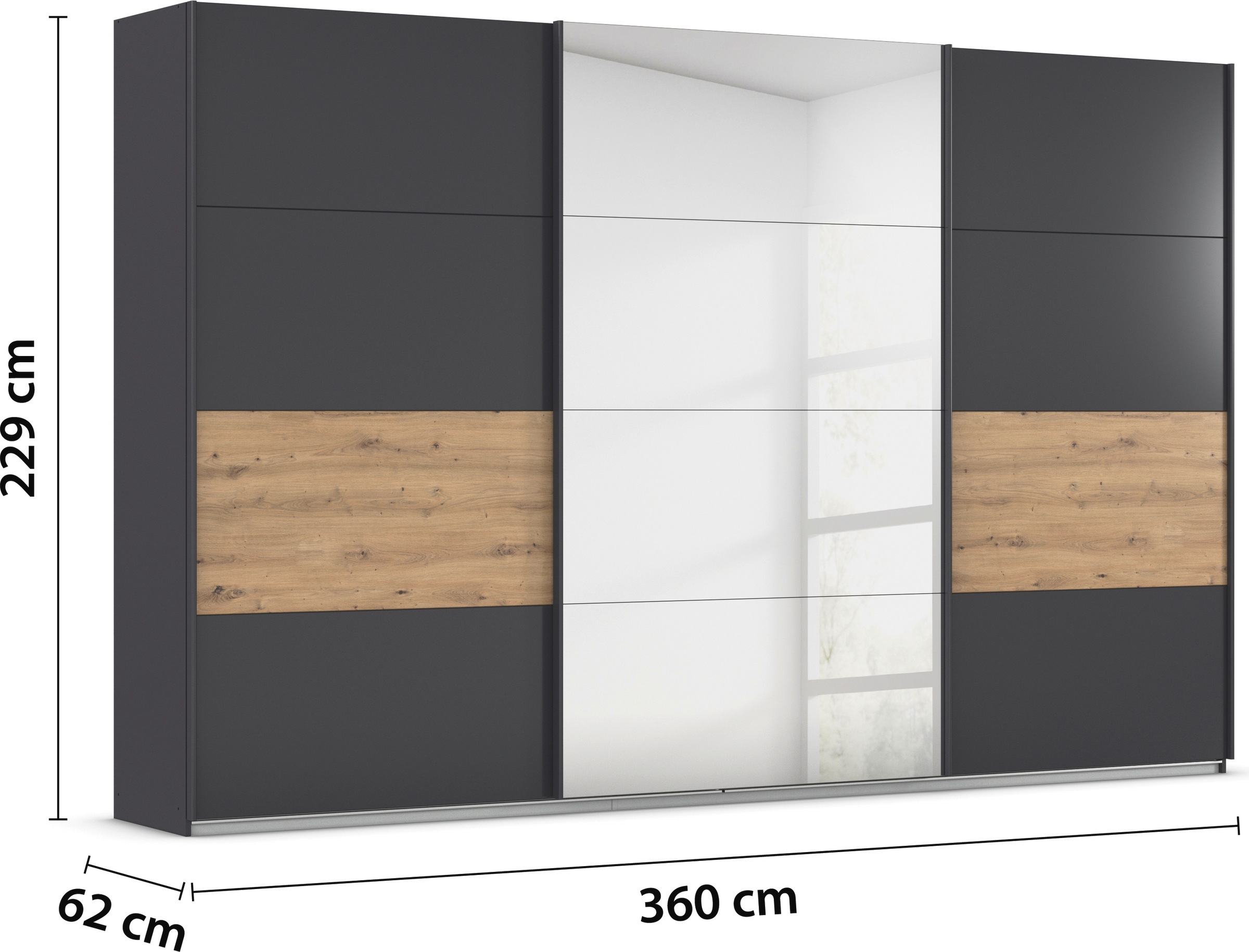 rauch Schwebetürenschrank »Schwebetürenschrank Kleiderschrank Schrank Garderobe CORTONA«, inkl. Inneneinteilung, 2 Stoffboxen und zusätzlichen Einlegeböden