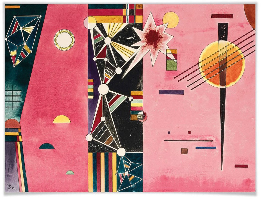 Wall-Art Poster »Kandinsky abstrakte Bild, Wandbild, Wandposter (1 Shop Rot«, Online Rosa Abstrakt, St.), Kunst bestellen OTTO Poster, im