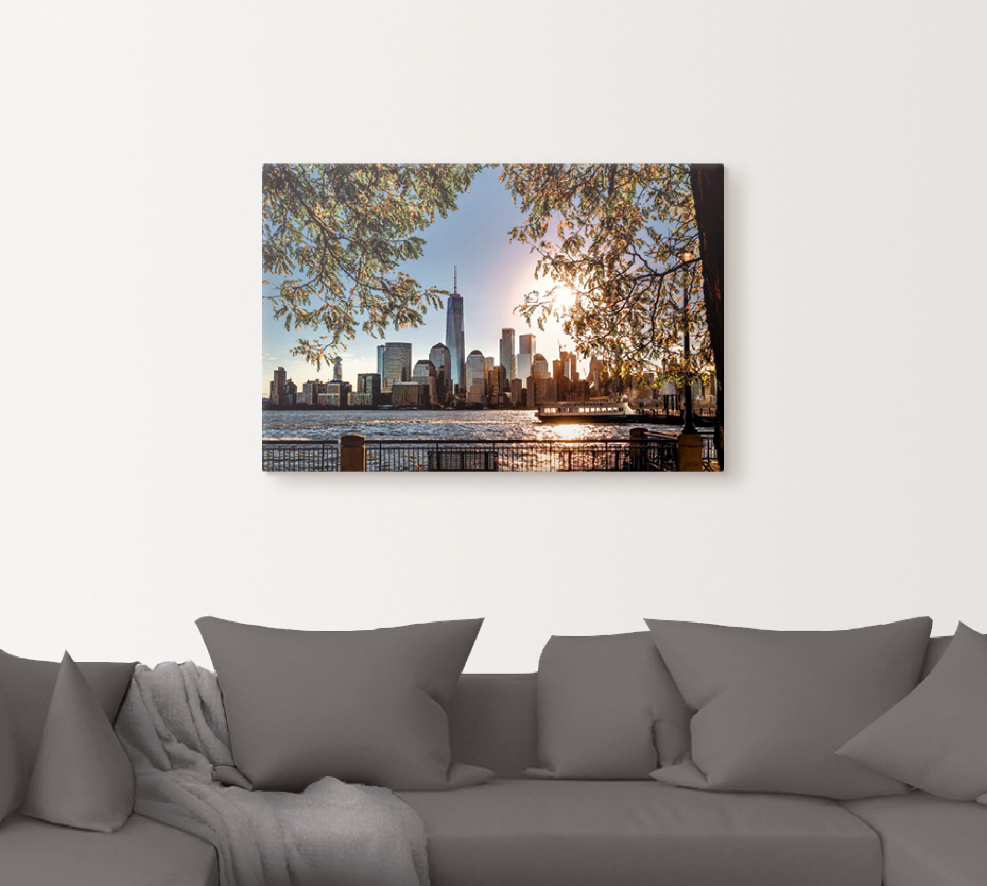 Artland Wandbild »Sonnenaufgang über New York«, Amerika, (1 St.), als Alubild, Outdoorbild, Leinwandbild, Poster, Wandaufkleber