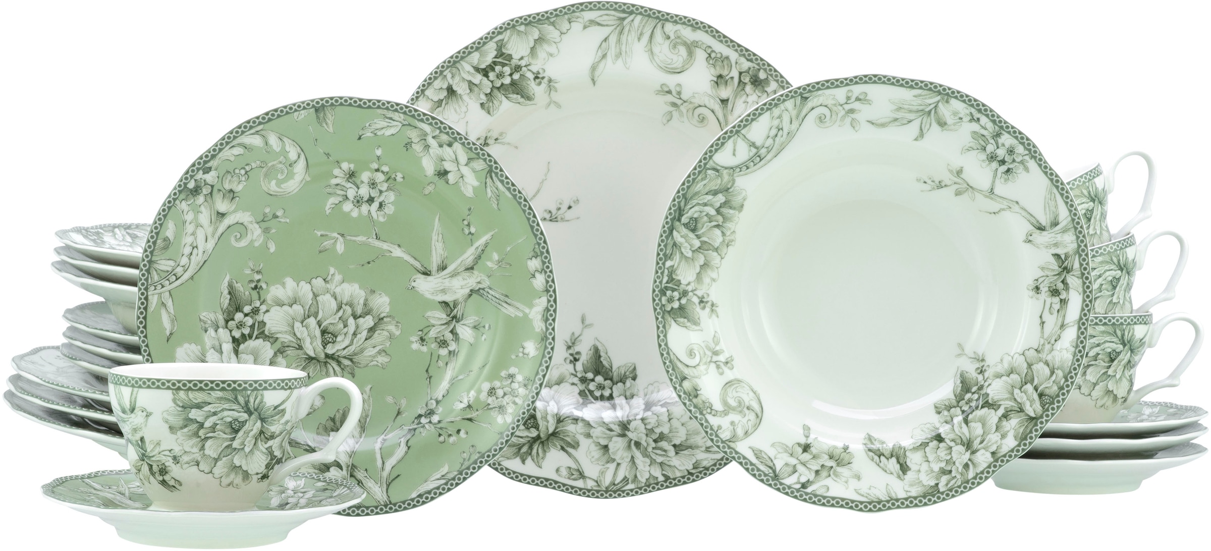 CreaTable Kombiservice »Adelaide, Service 20-tlg.« Nostalgischer Vintage Dekor, Elegante Form