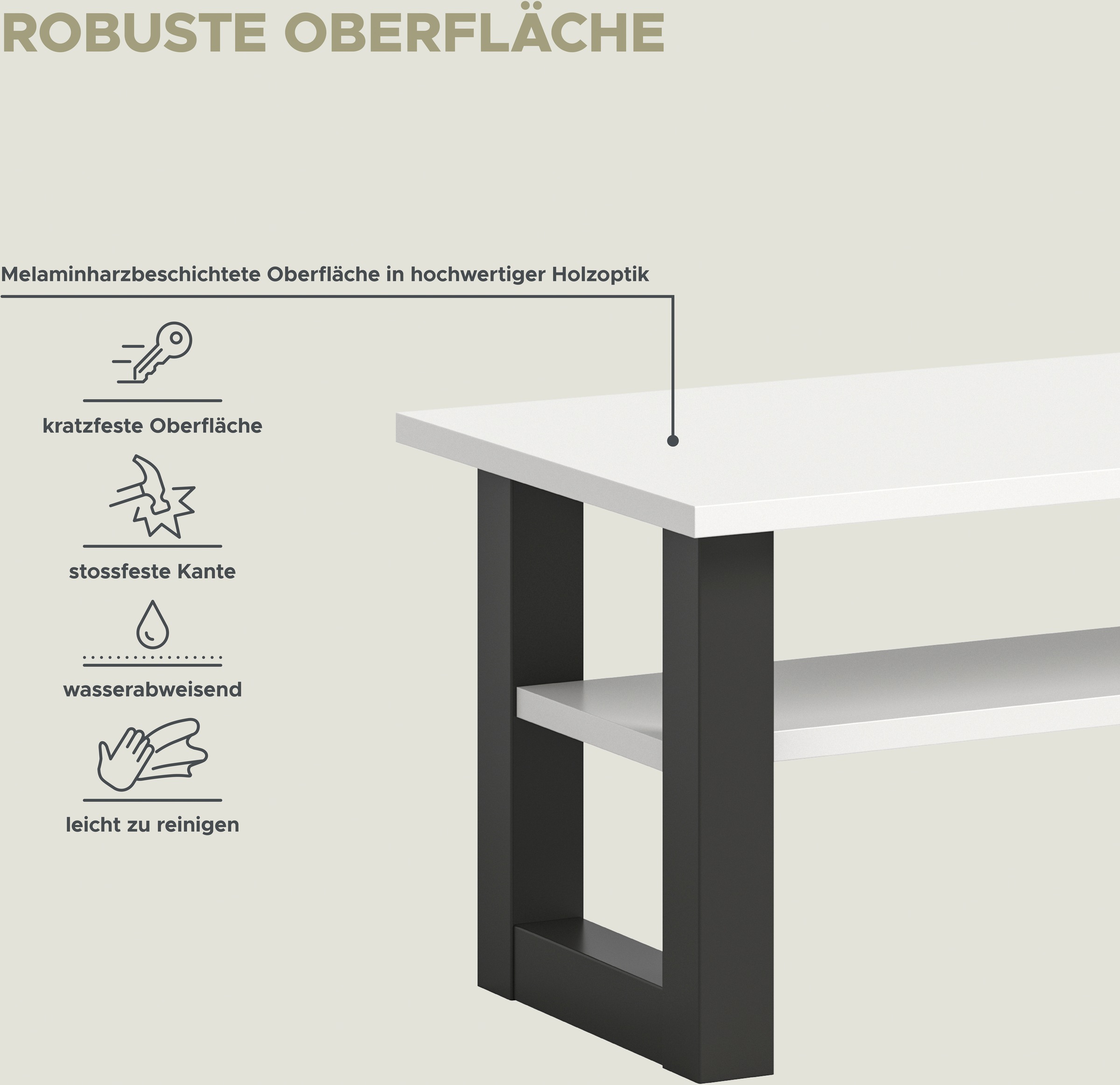 INOSIGN Couchtisch »Rail, Breite 90 cm, mit Ablageboden, inklusive Kufengestell«, Wohnzimmertisch, Beistelltisch