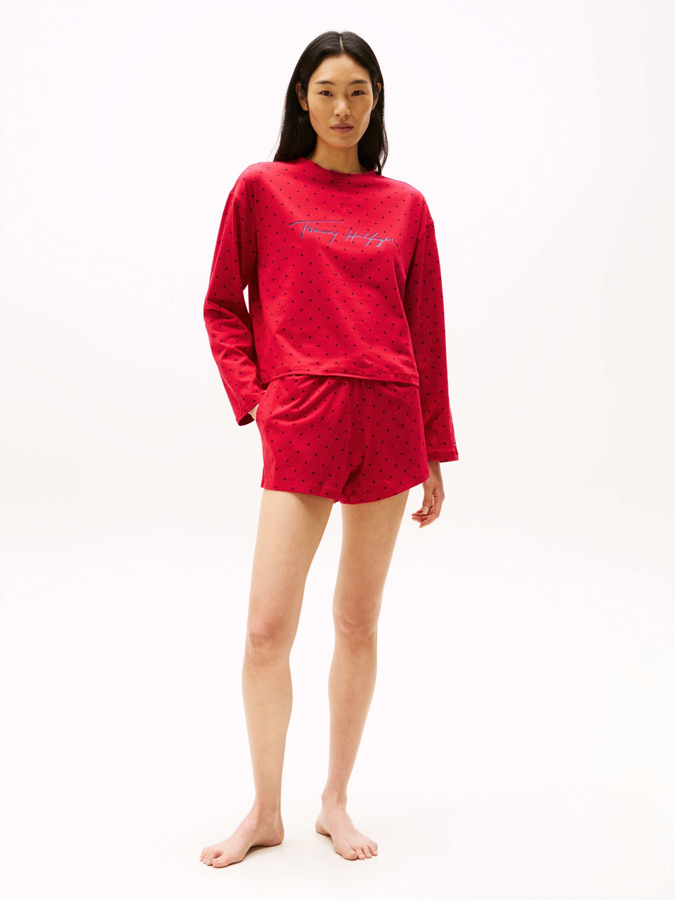 Tommy Hilfiger Underwear Pyjama »LS SHORT PRT PJ SET«, (Set, 2 tlg., 2tlg), mit Herzen Allover-Muster