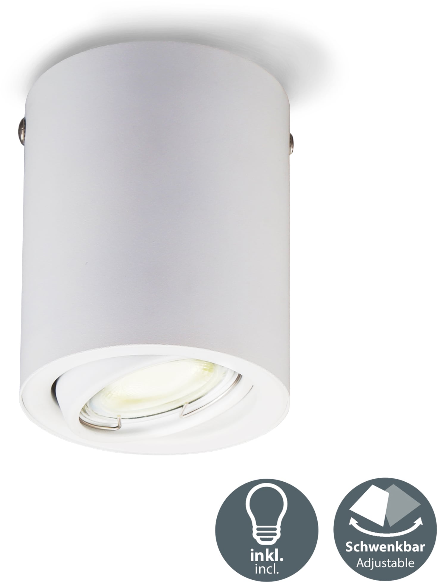 B.K.Licht LED Aufbaustrahler, 3.000K, inkl. 1 Shop Online flammig-flammig, Aufbauleuchte, 5W Deckenspot, im weiß schwenkbar, 400lm OTTO