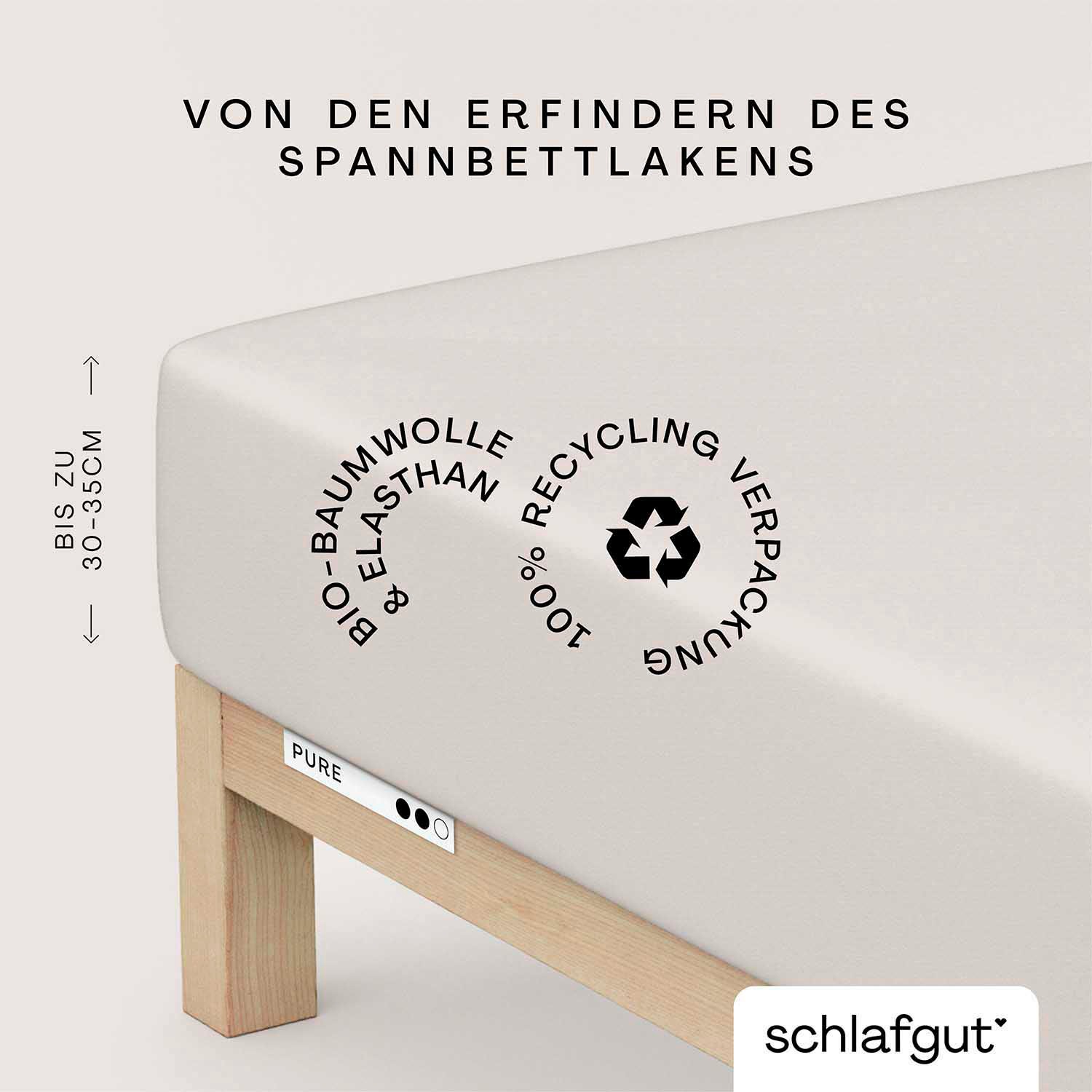 Schlafgut Spannbettlaken »PURE Bio-Baumwolle mit Elasthan, dehnbar blickdicht, straff, Bettlaken«, PREMIUM Laken für Matratzen bis 30cm Höhe, in 90x200, 140x200, 180x200