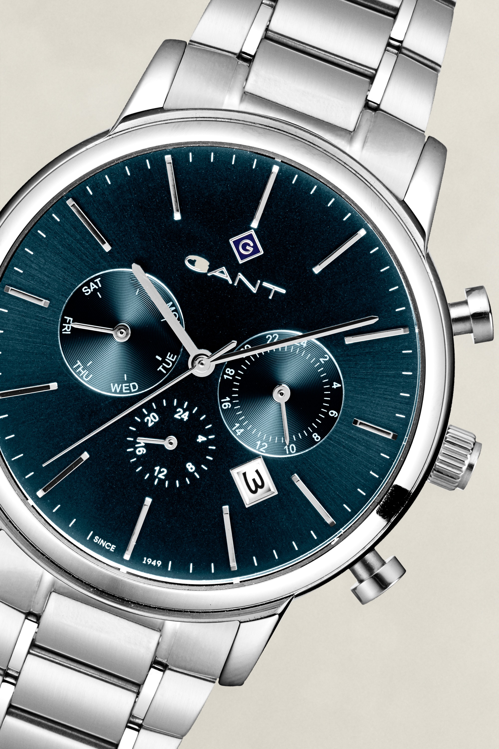 Gant Quarzuhr »Cleveland« Armbanduhr, Herrenuhr, Edelstahlarmband, analog, Tag, Wochentag