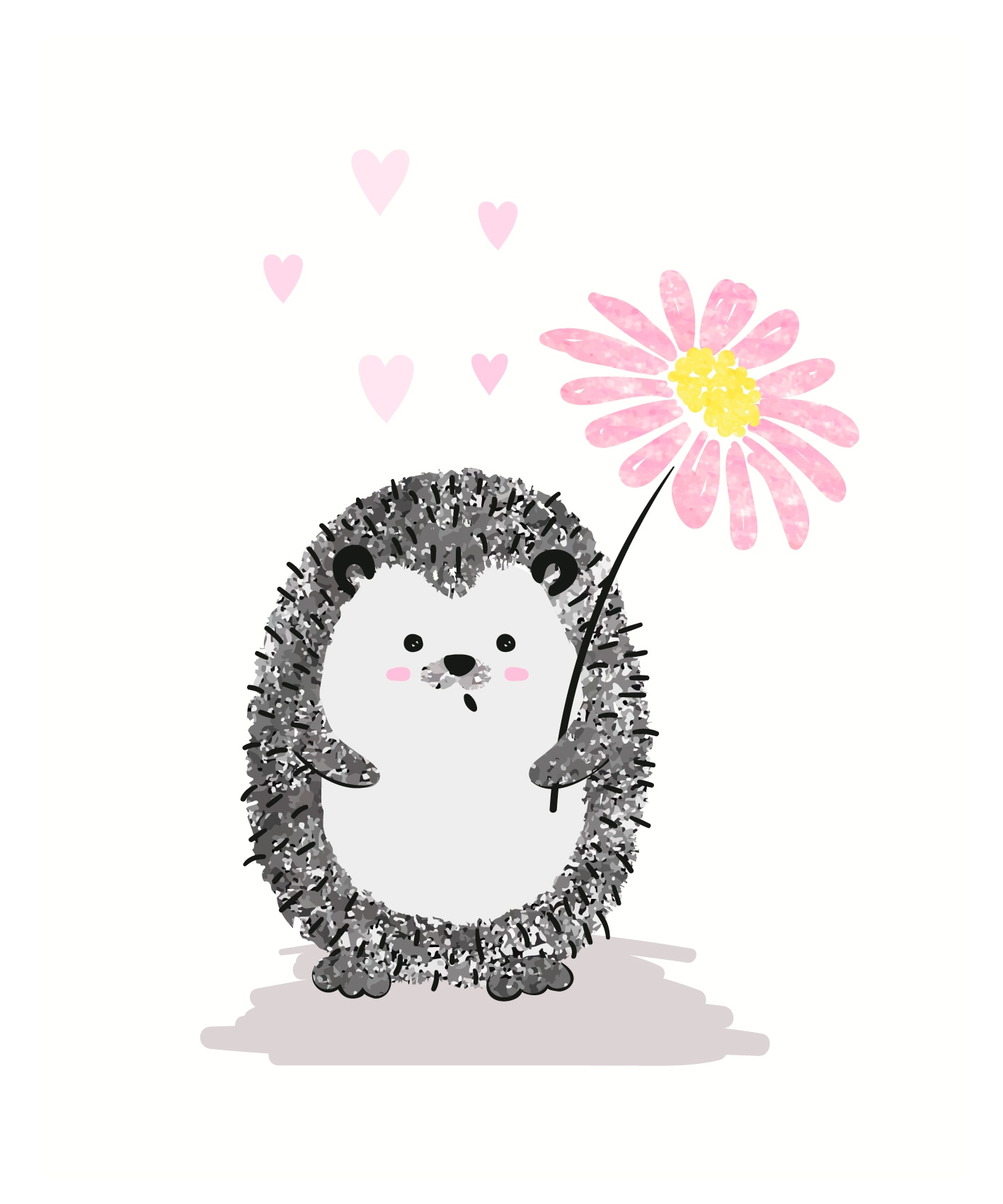 Lüttenhütt Bild mit Rahmen »oder Poster, Igel mit Herzen und Blume«, Fantasy-Herz-Herzen-Tiere, (1 St.), HD Premium Druck