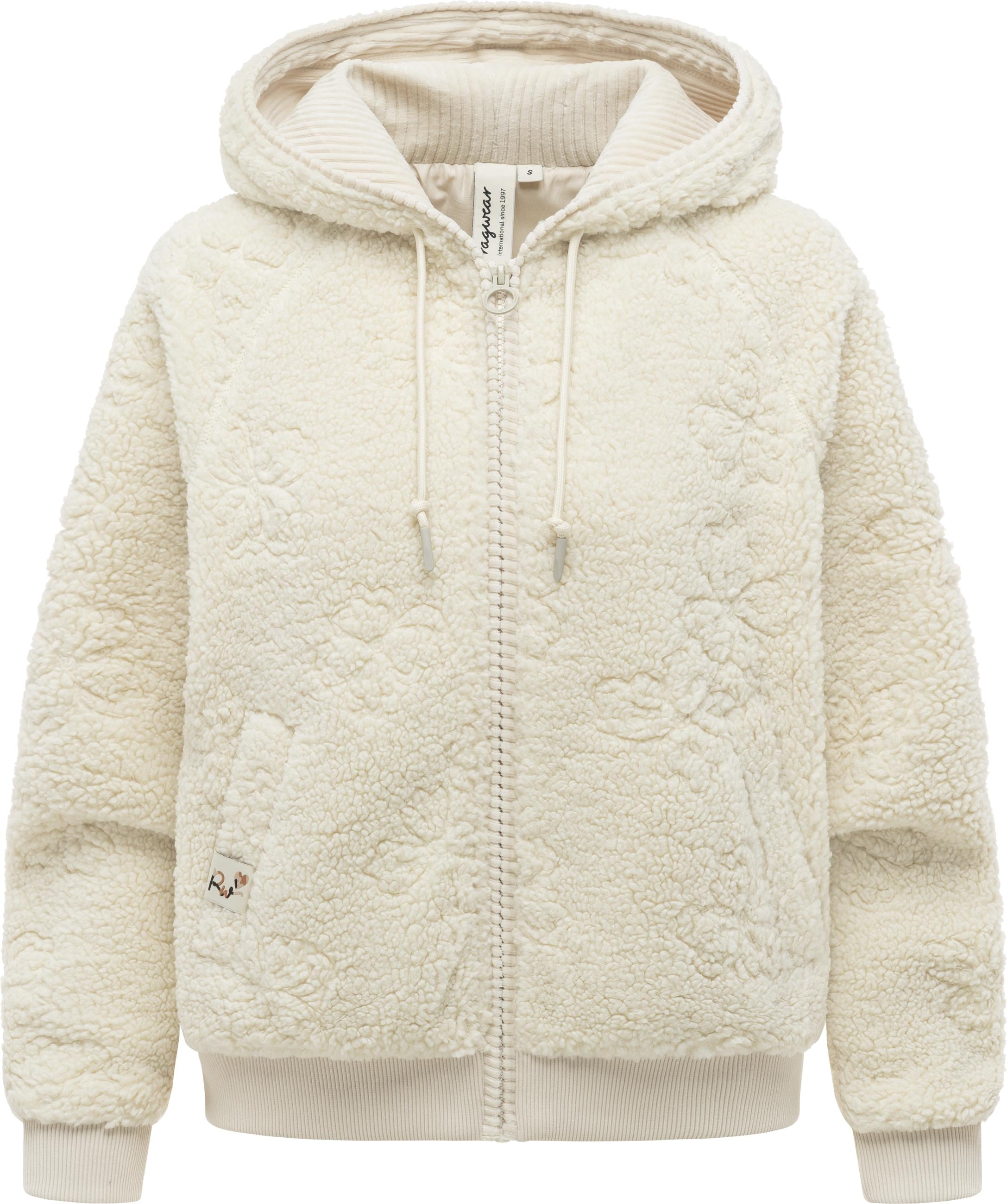 Ragwear Plüschjacke »Plüschjacke Taliana Emboss Y« mit Kapuze Leichte Teddyjacke mit verstellbarer Kapuze, winddicht