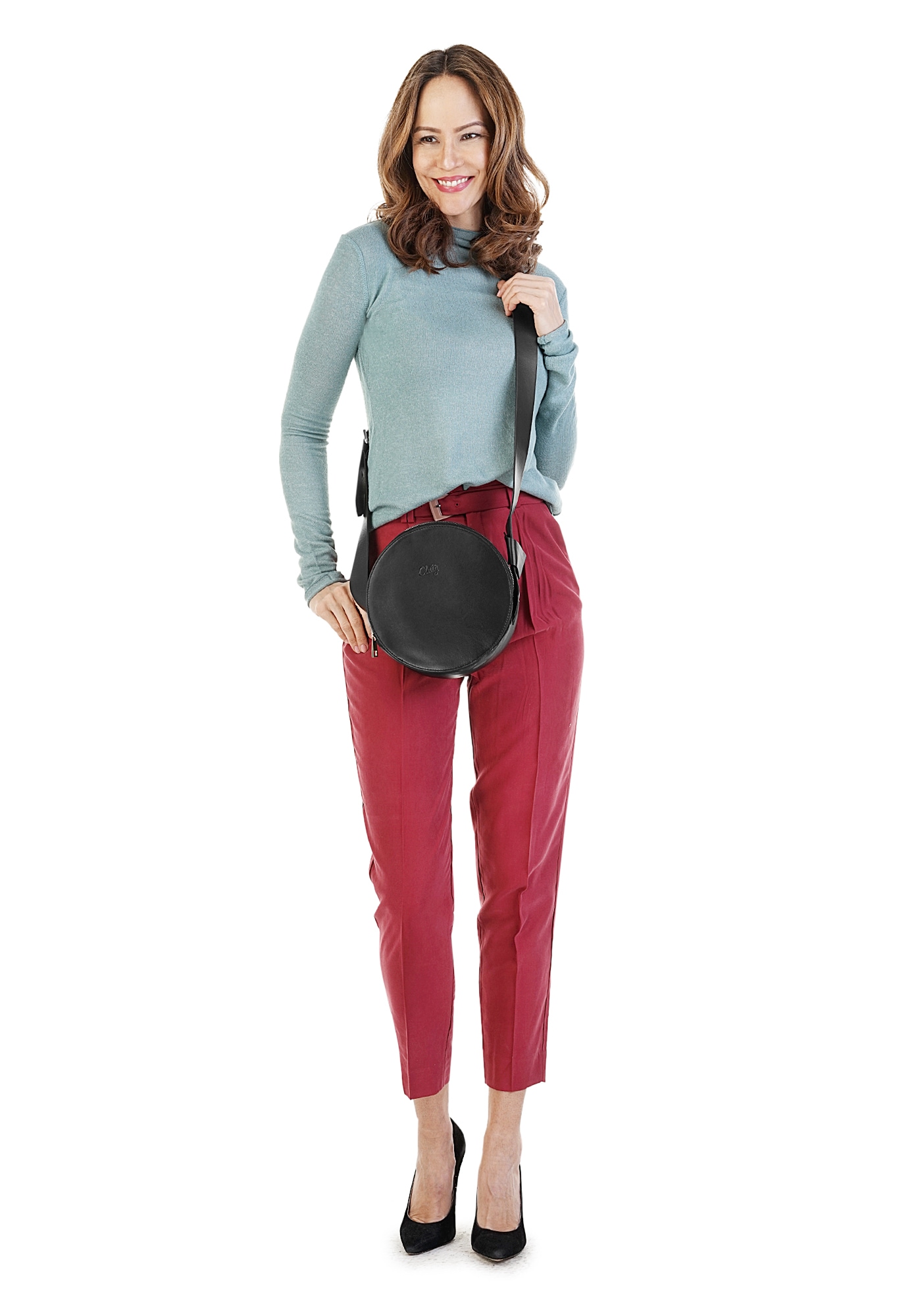 Cluty Umhängetasche, echt Leder, Made in Italy