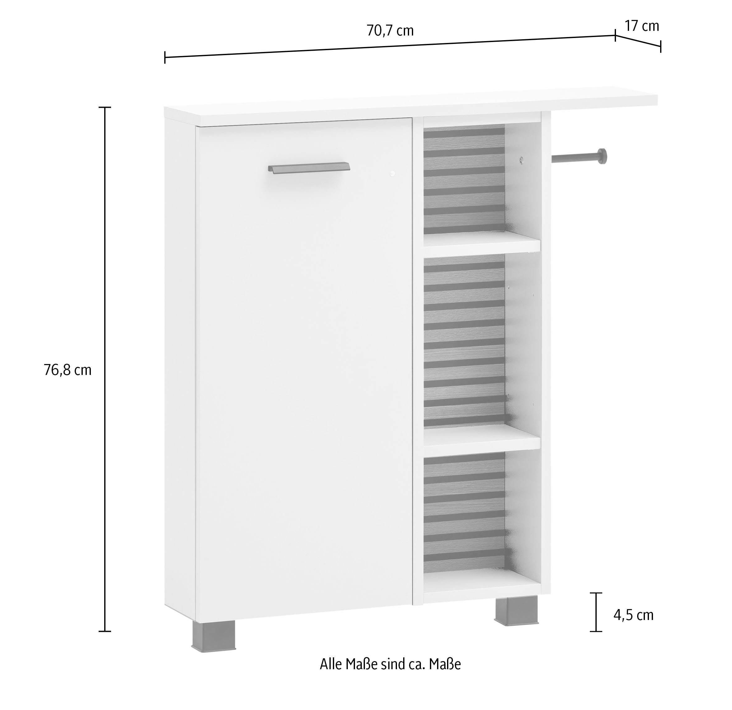 Schildmeyer Seitenschrank »Katta, Breite 70 cm«, Regal links oder rechts montierbar