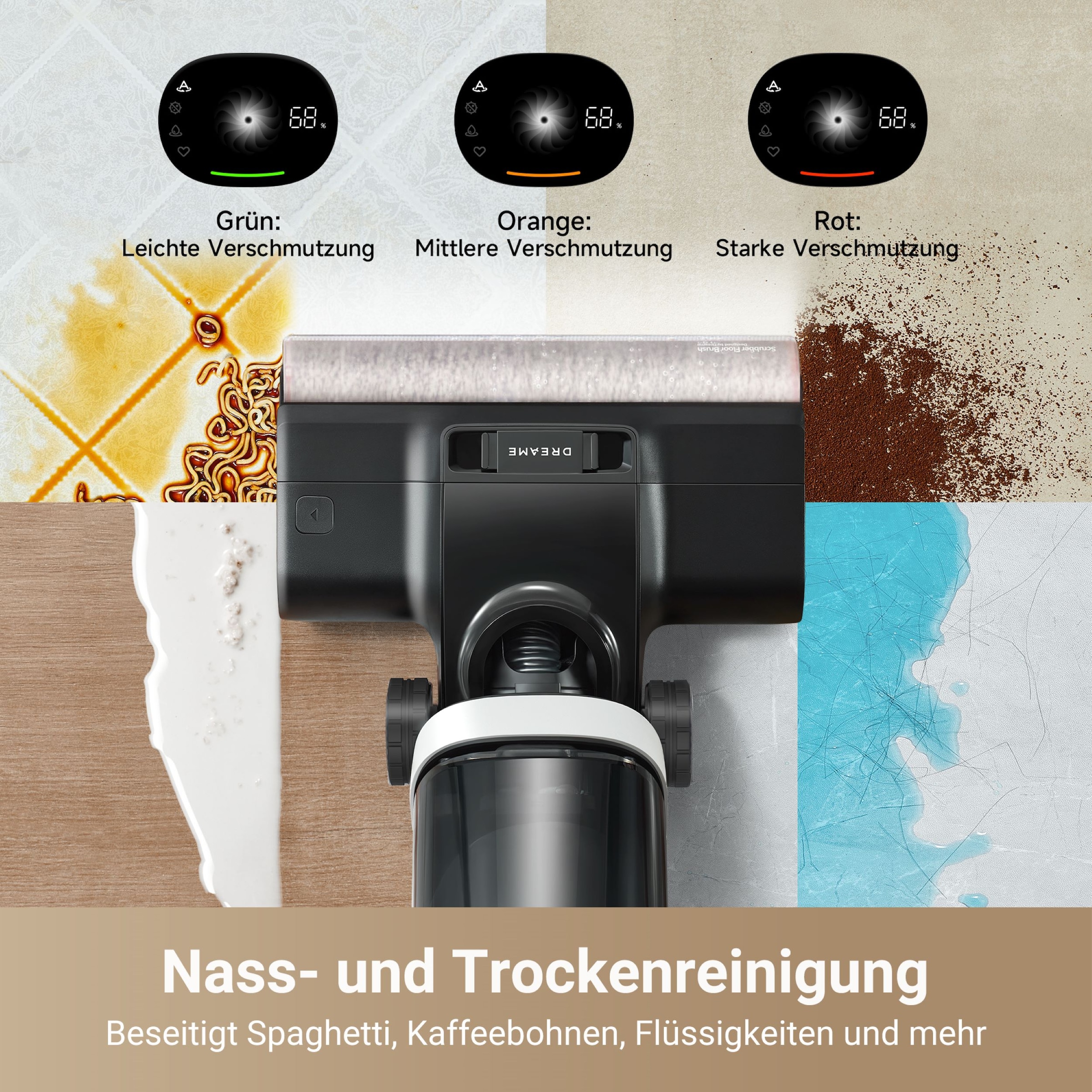 Dreame Nass-Trocken-Sauger »Dreame H14 Pro mit 18.000 Pa Saugkraft«, Flexible und gründliche 180° Reinigung, schnelle Trocknung der Bürste