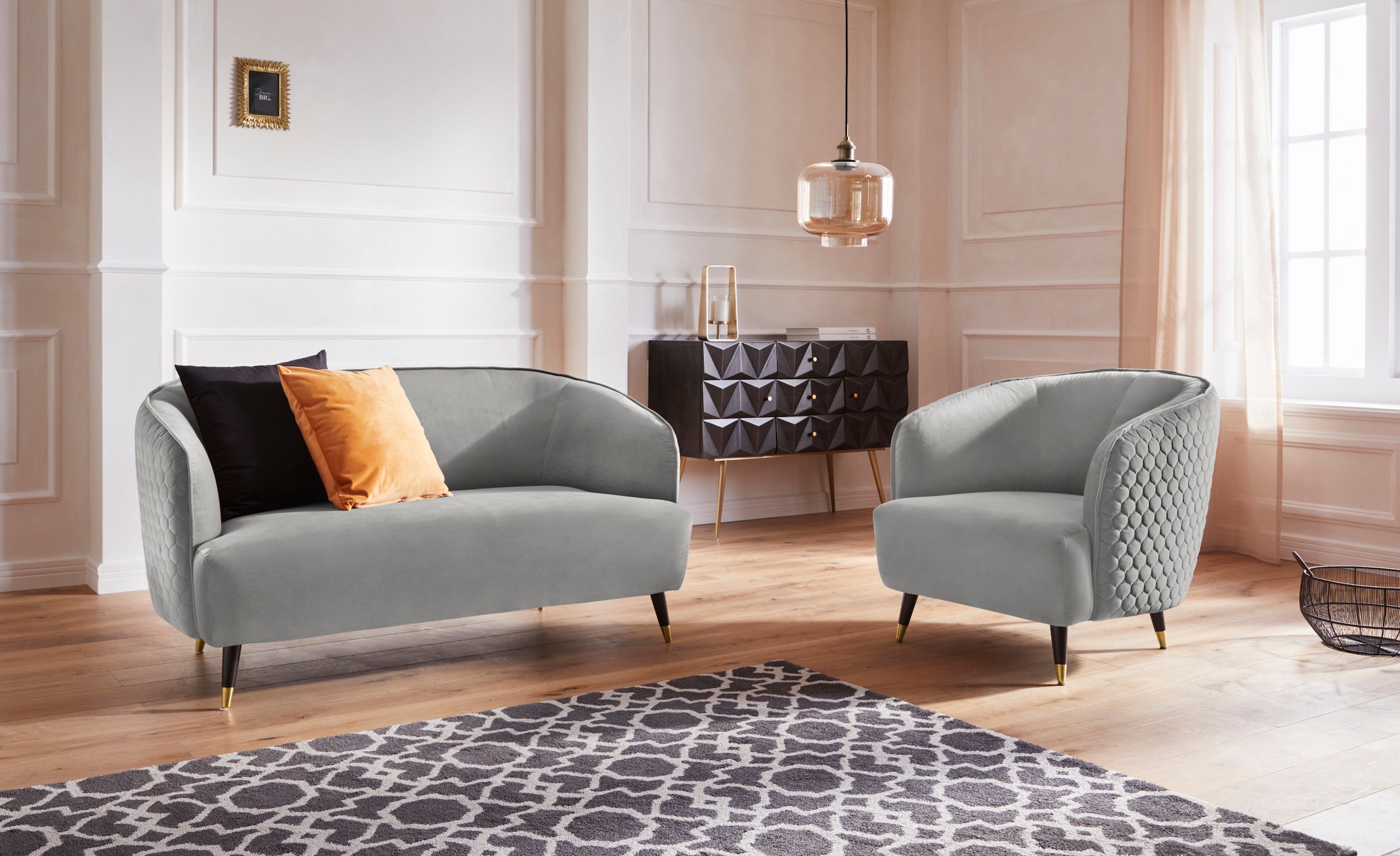 Guido Maria Kretschmer Home&Living Sessel »Oradea Cocktailsessel«, mit eleganter Steppung auf Rückseite der Rückenlehne