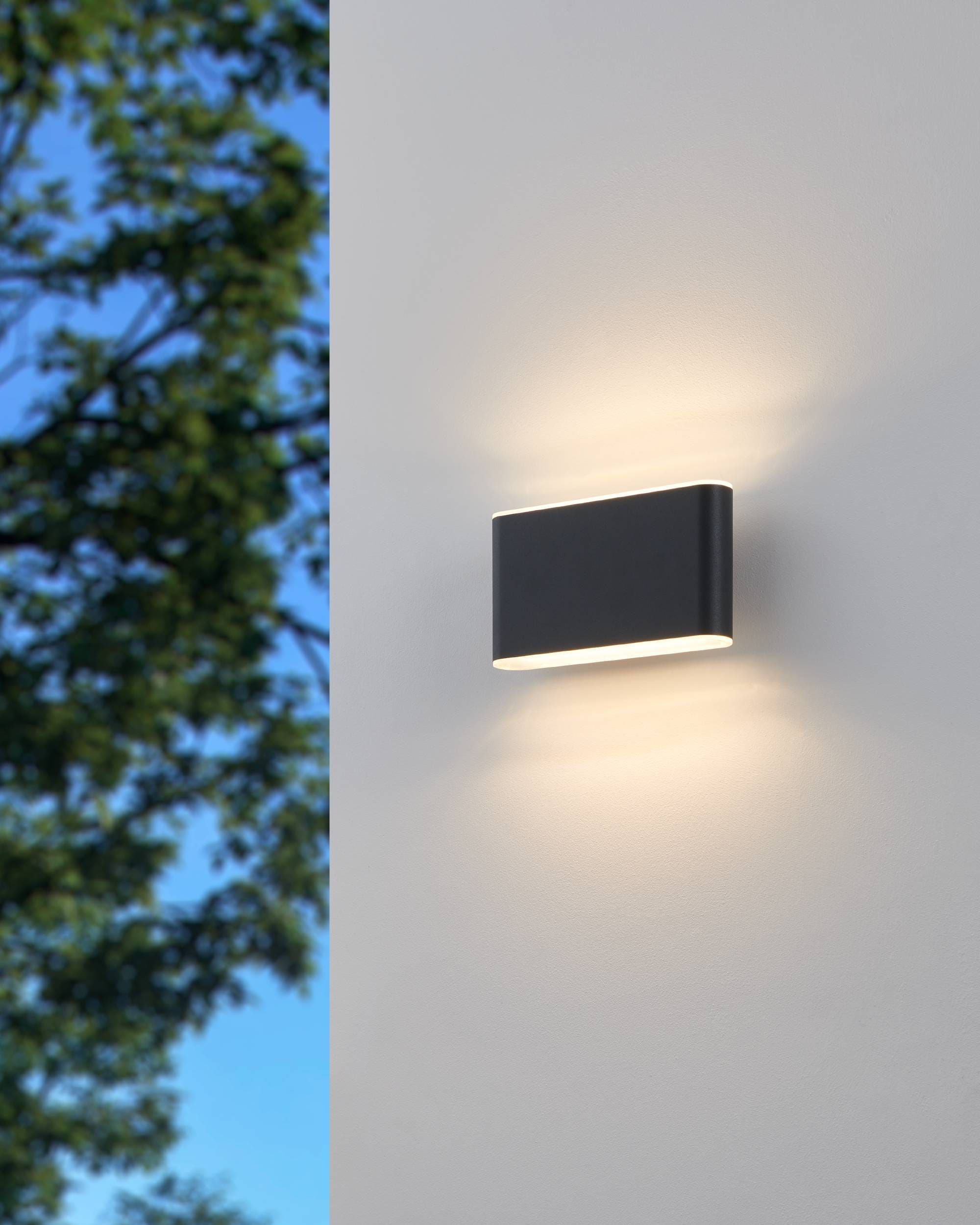 EGLO Wandleuchte »Grutti Wandlampe, Außenlampe, Wand Außenbeleuchtung, Aluminium, IP65« LED-Modul 1 Stk. Kaltweiß | Neutralweiß | Warmweiß Wand-/Deckenleuchte - L17,5 x H9 x AL5 cm - anthrazit - 2X5,8W inkl.